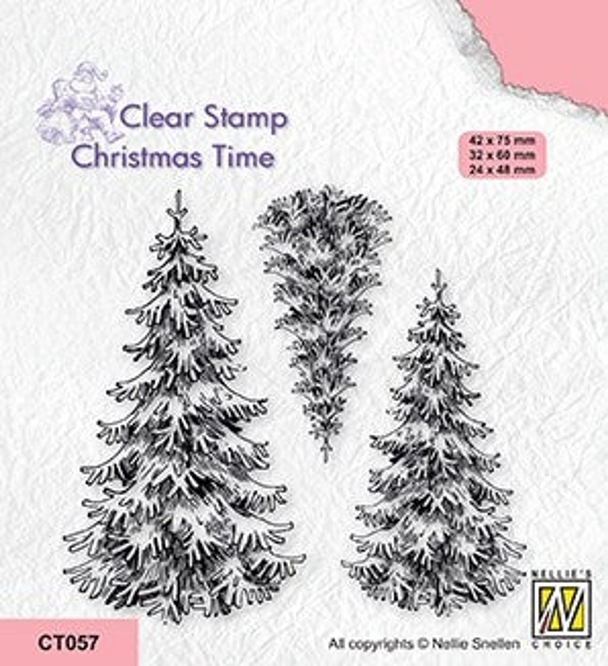 Nellie's Choice Clear Stamp - Christmas Time - 3 Snowy Fir Trees