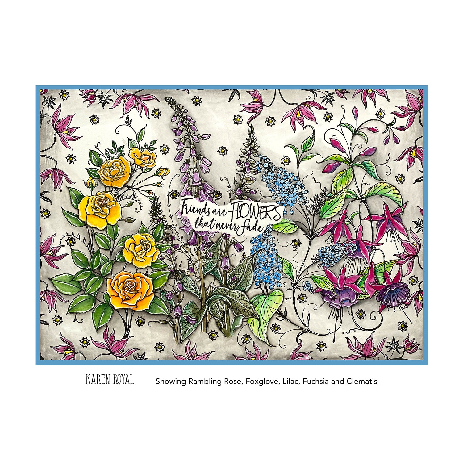 Pink Ink Designs Classic Clematis A5 Clear Stamp Set