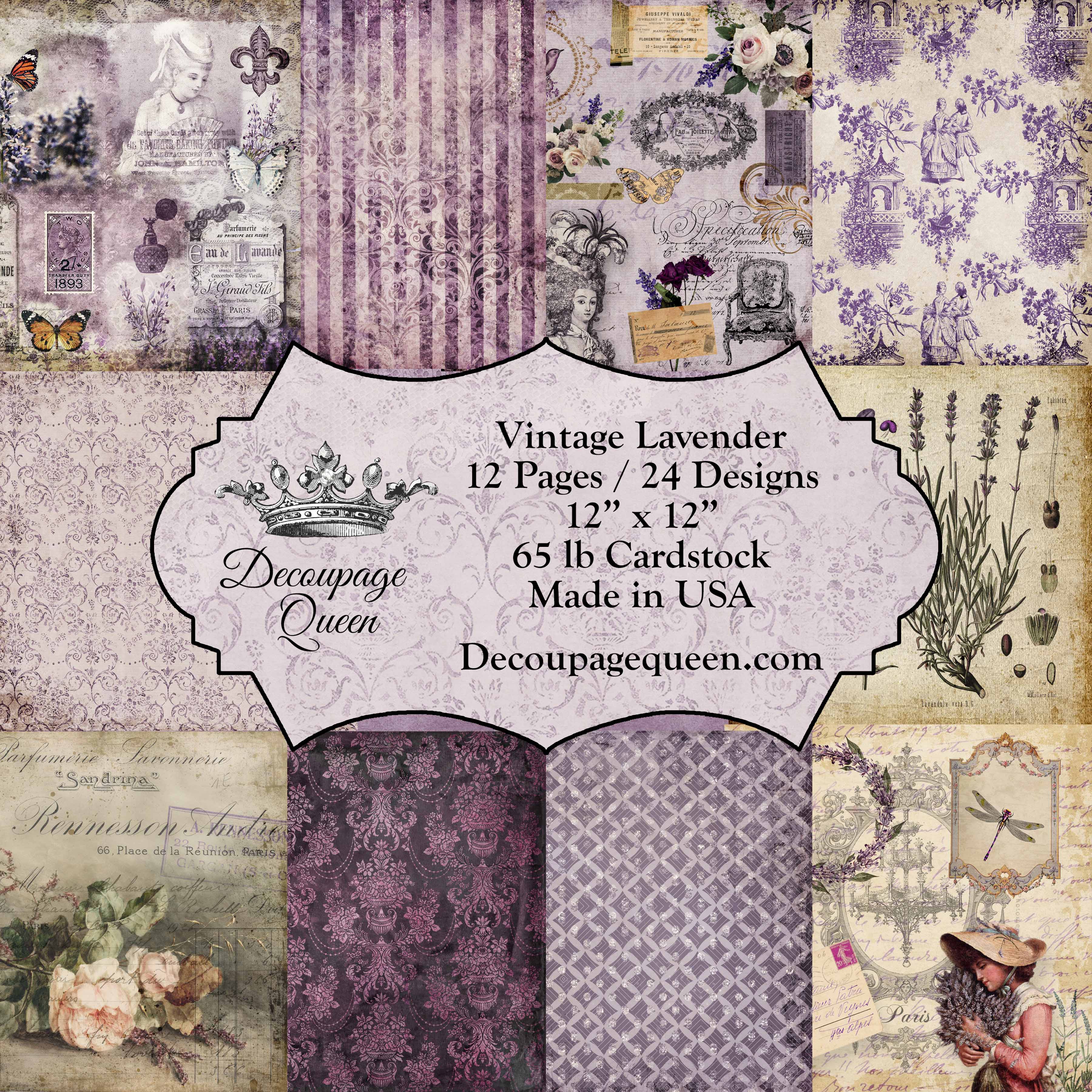 Vintage LavenderScrapbook Set - 12" x 12"