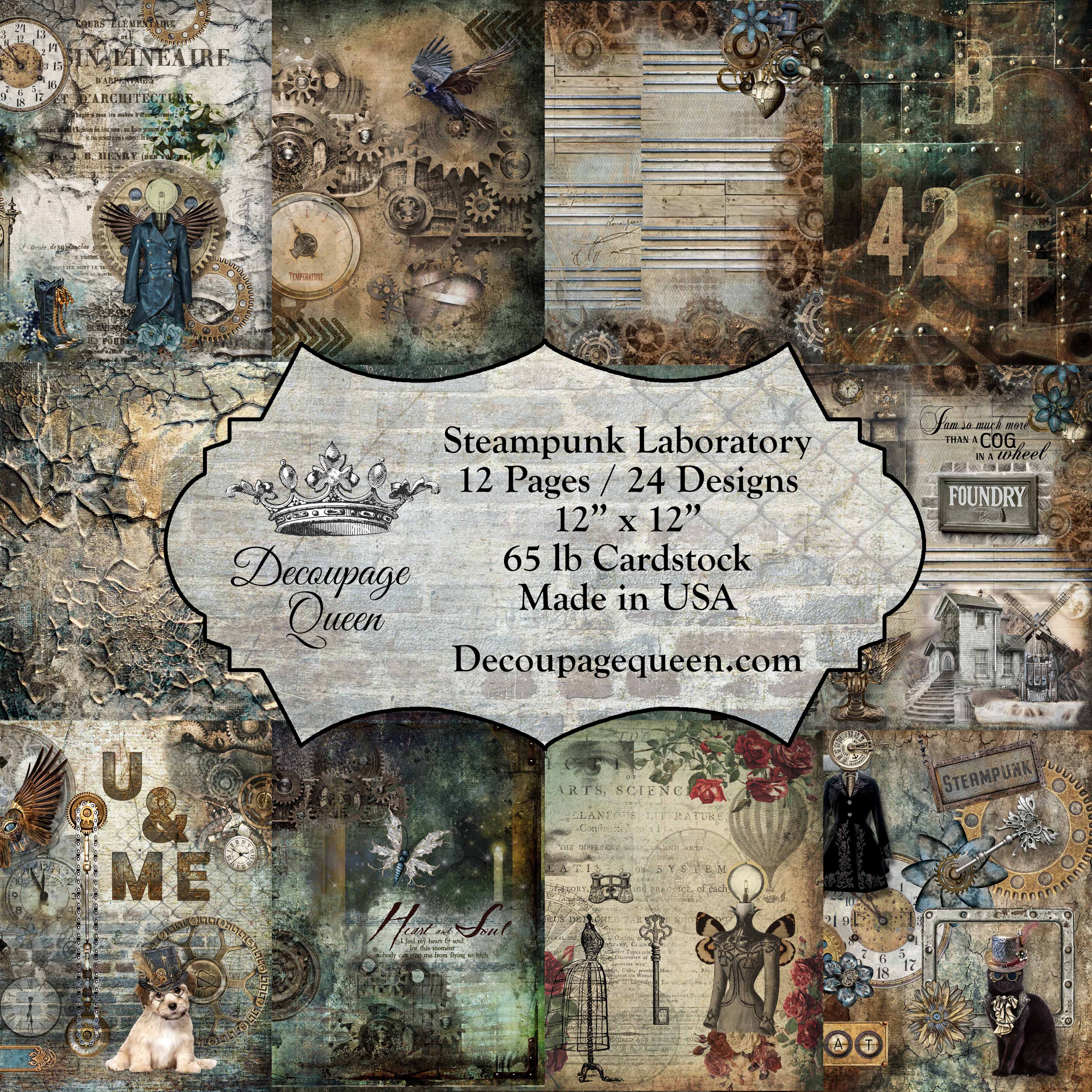 Steampunk Laboratory Scrapbook Set - 12" x 12"