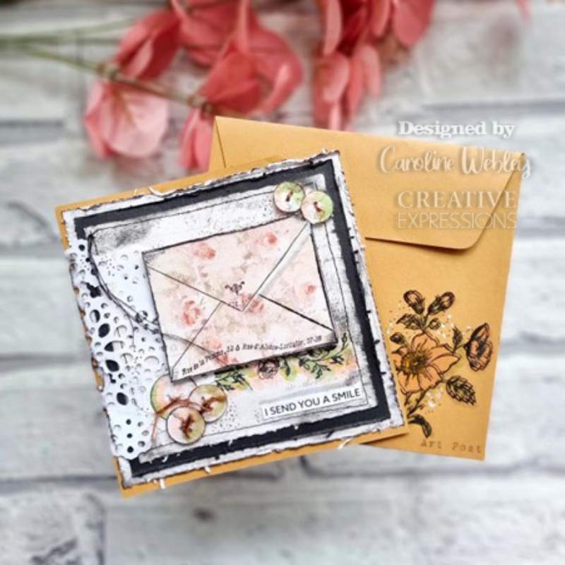 Creative Expressions Sam Poole Floral Envelope 6 in x 4 in Clear Stamp Set