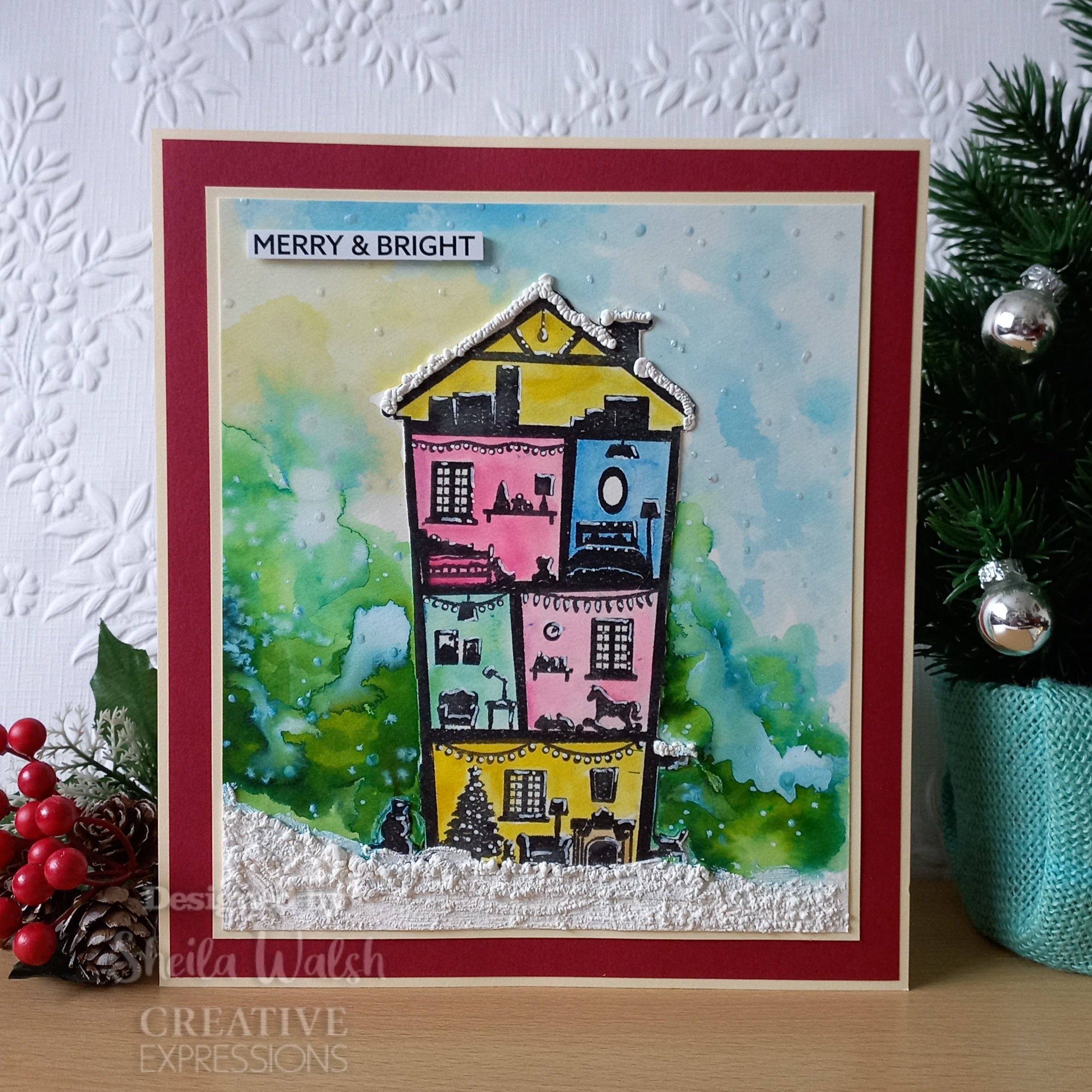 Creative Expressions Designer Boutique Christmas Town House DL Rubber Stamp