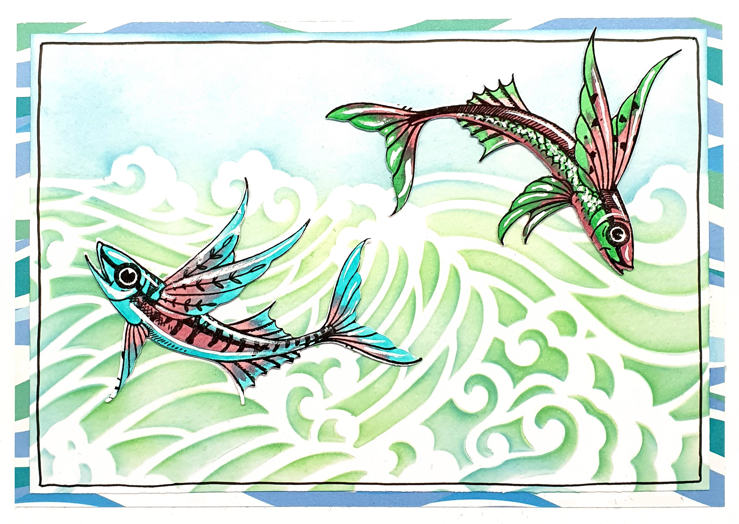 Pink Ink Designs Waves 7 in x 7 in Stencil