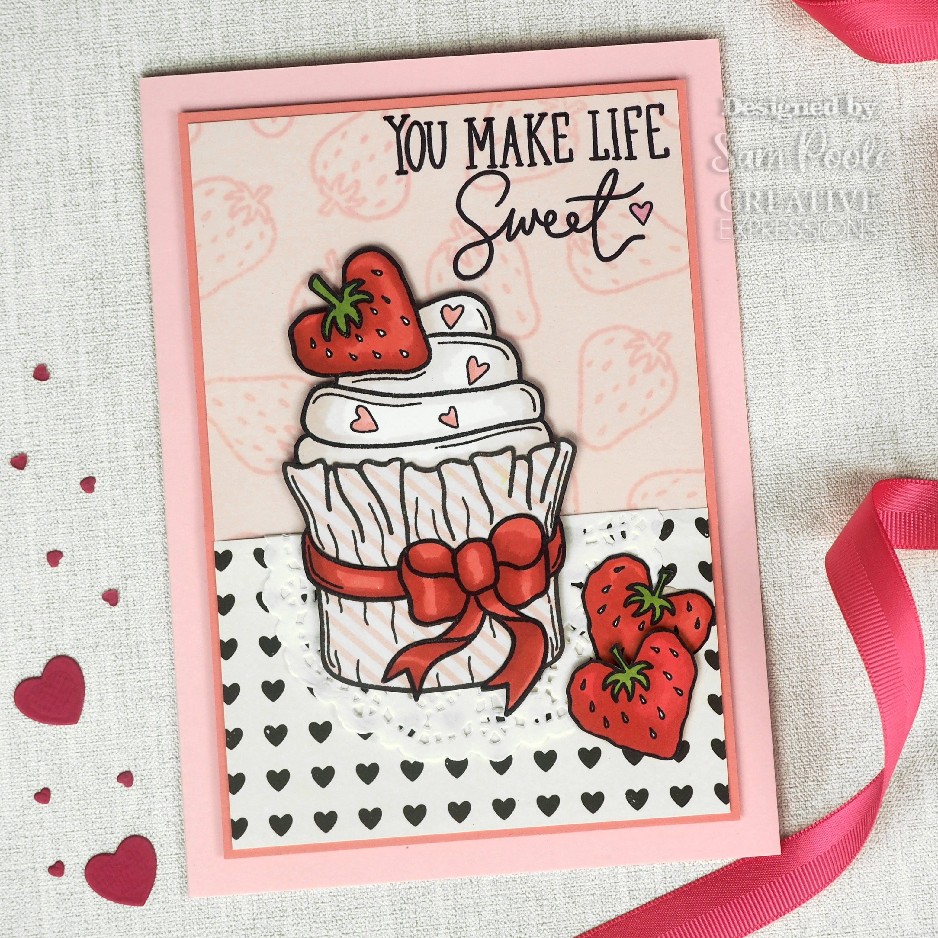 Creative Expressions Sam Poole Cupcake Kisses 6 in x 4 in Clear Stamp Set