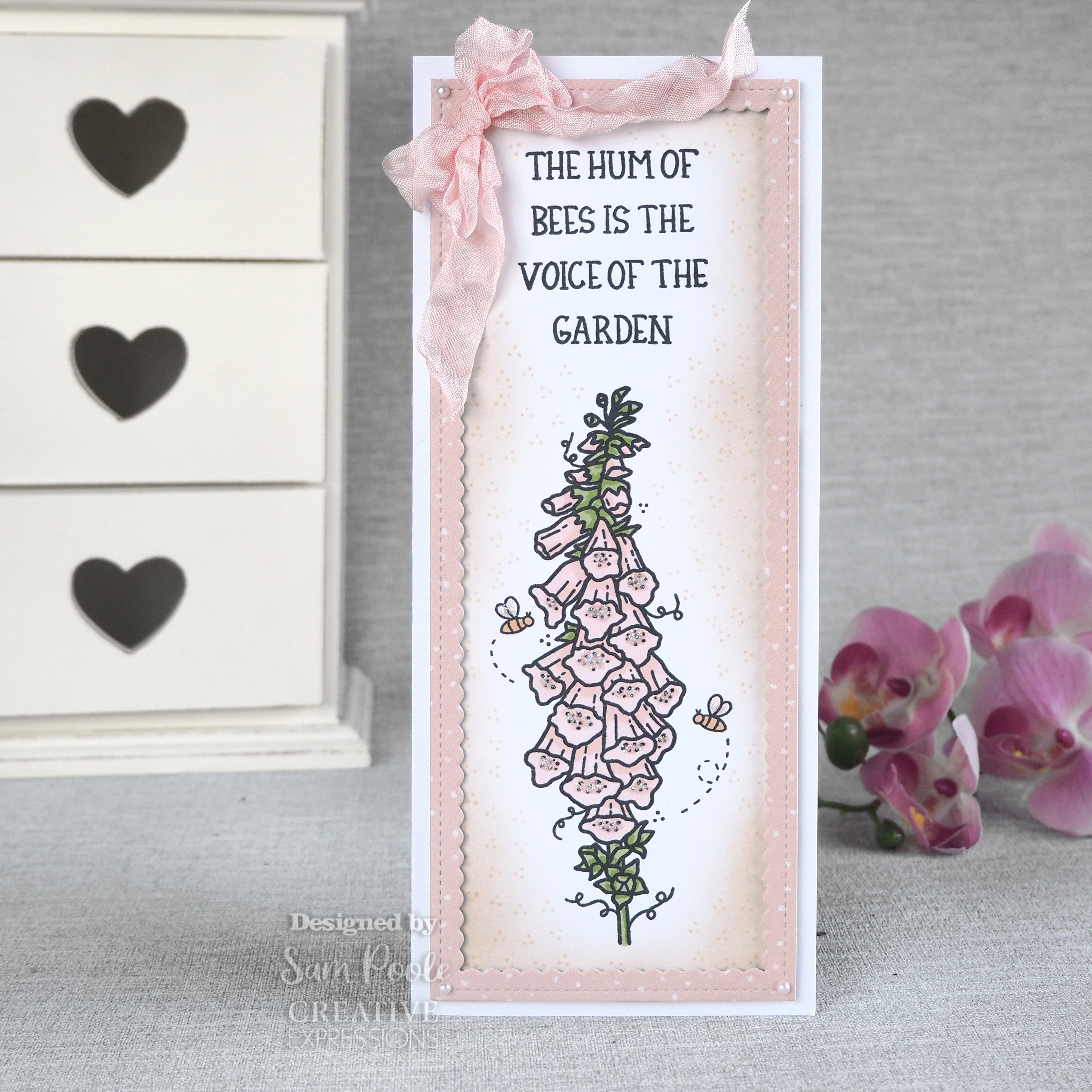 Creative Expressions Sam Poole Foxglove and Bees 6 in x 4 in Clear Stamp Set