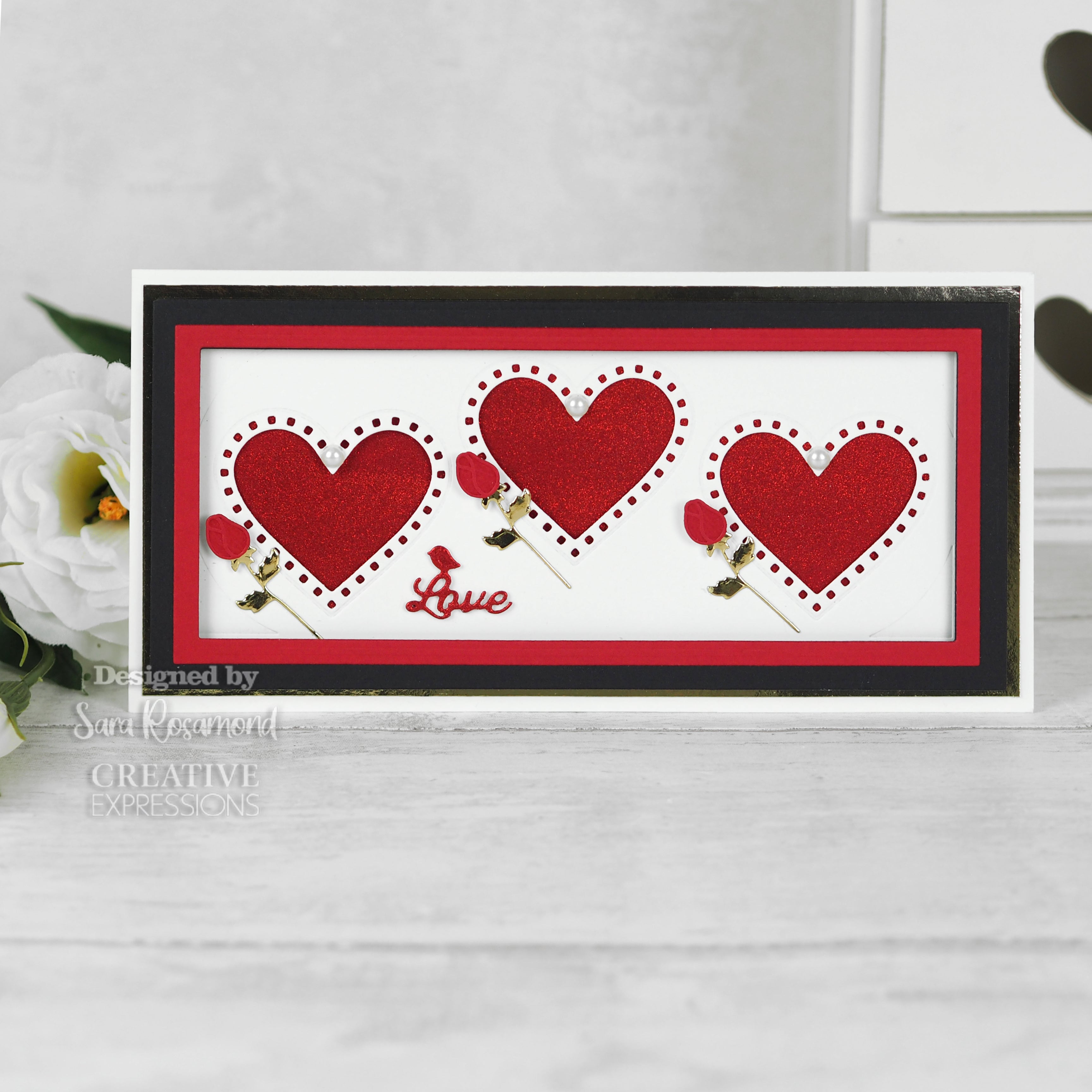 Creative Expressions Sue Wilson Slimline Collection Decorative Heart Aperture Trio Craft Die