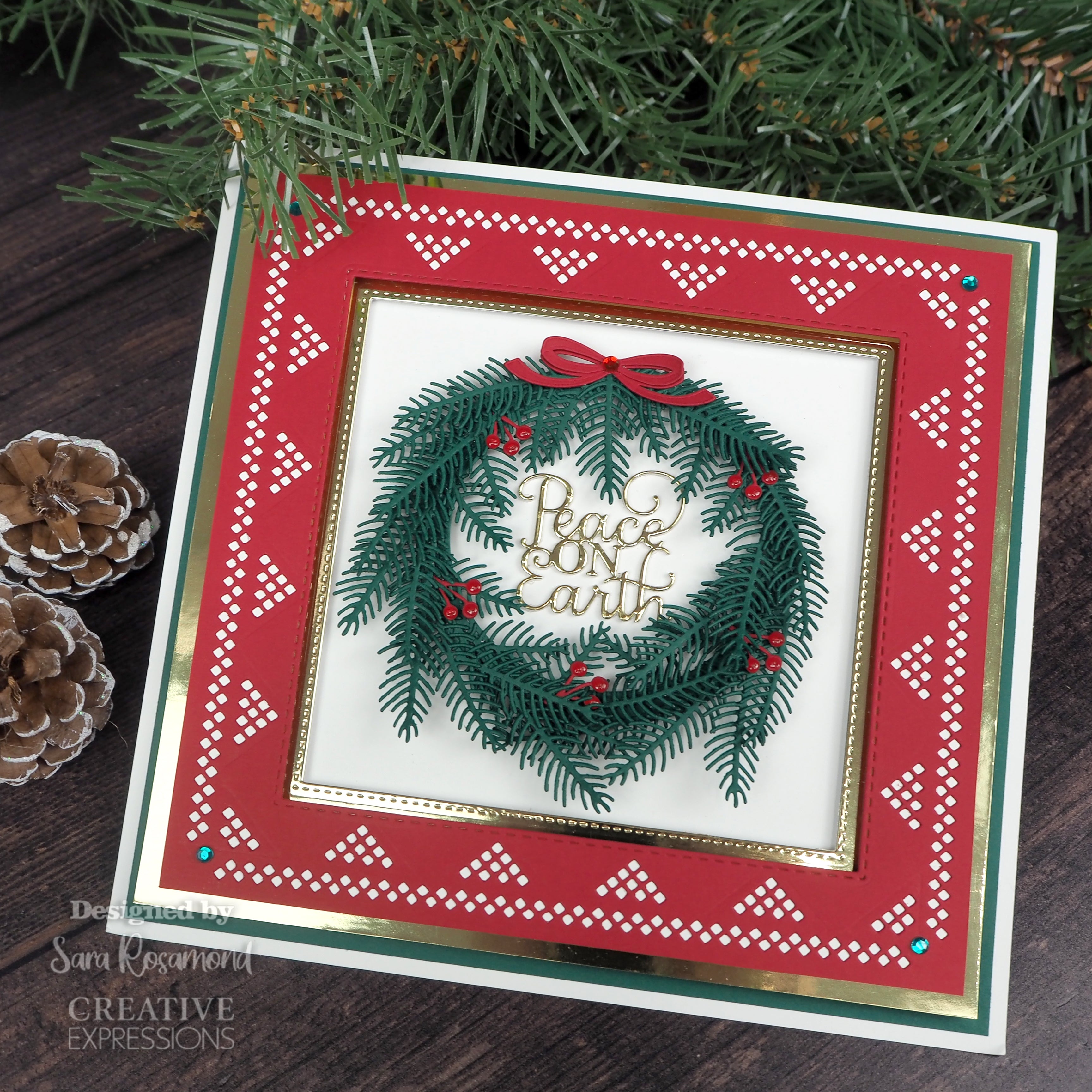 Creative Expressions Sue Wilson Festive Holly & Pine Floral Panels Craft Die