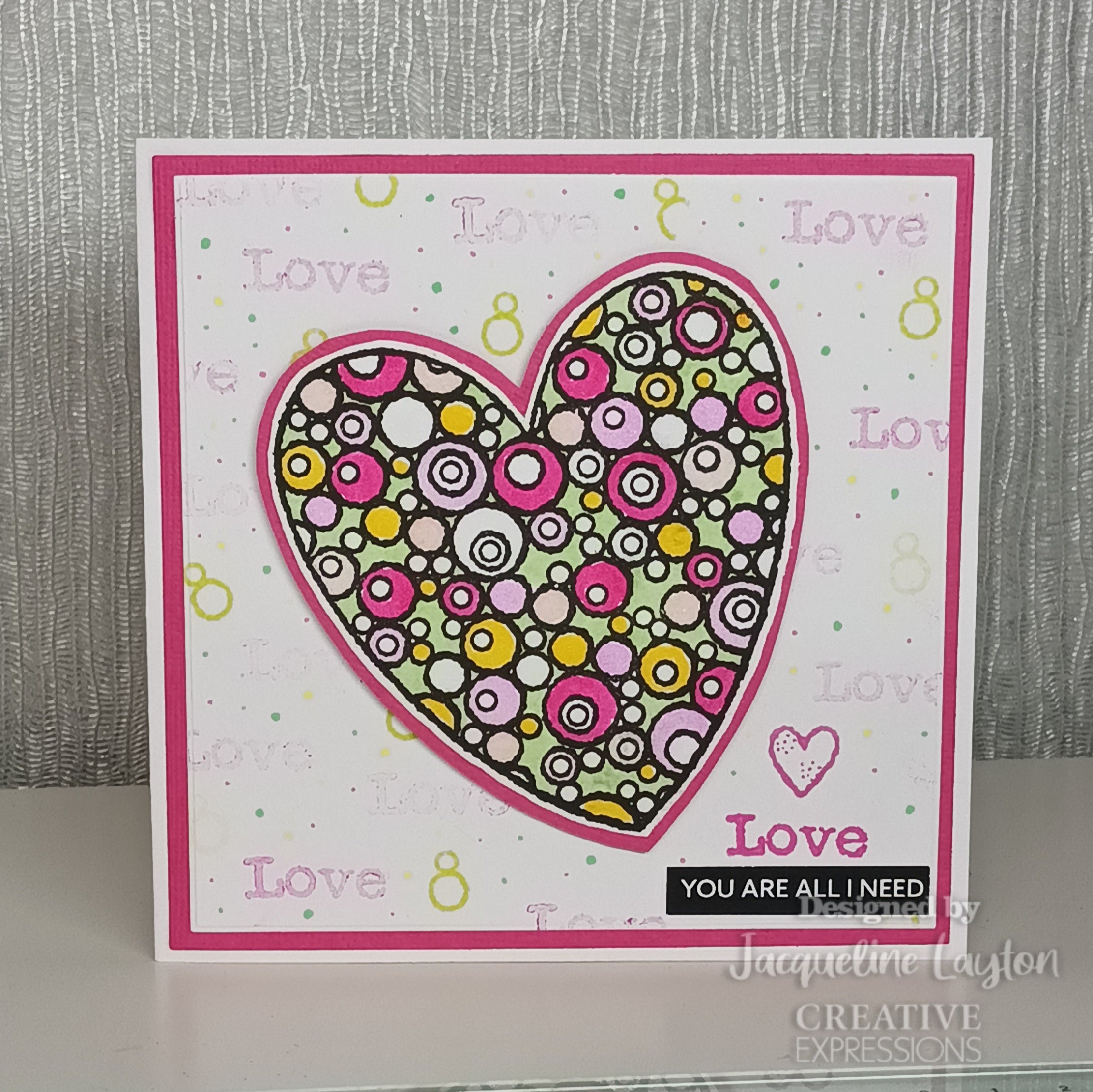 Woodware Clear Singles Bubble Heart 4 in x 6 in Stamp