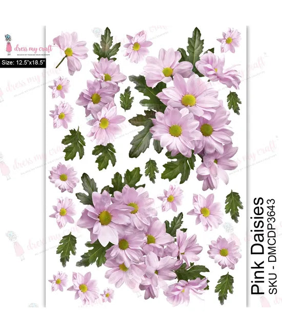 Dress My Craft Transfer Me - Pink Daisies (12.5"x18.5")