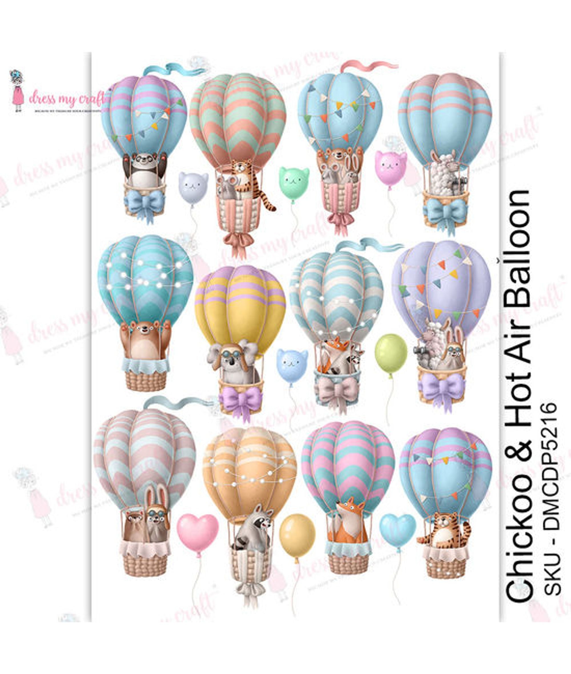 Dress My Craft Transfer Me - Chickoo & Hot Air Balloon