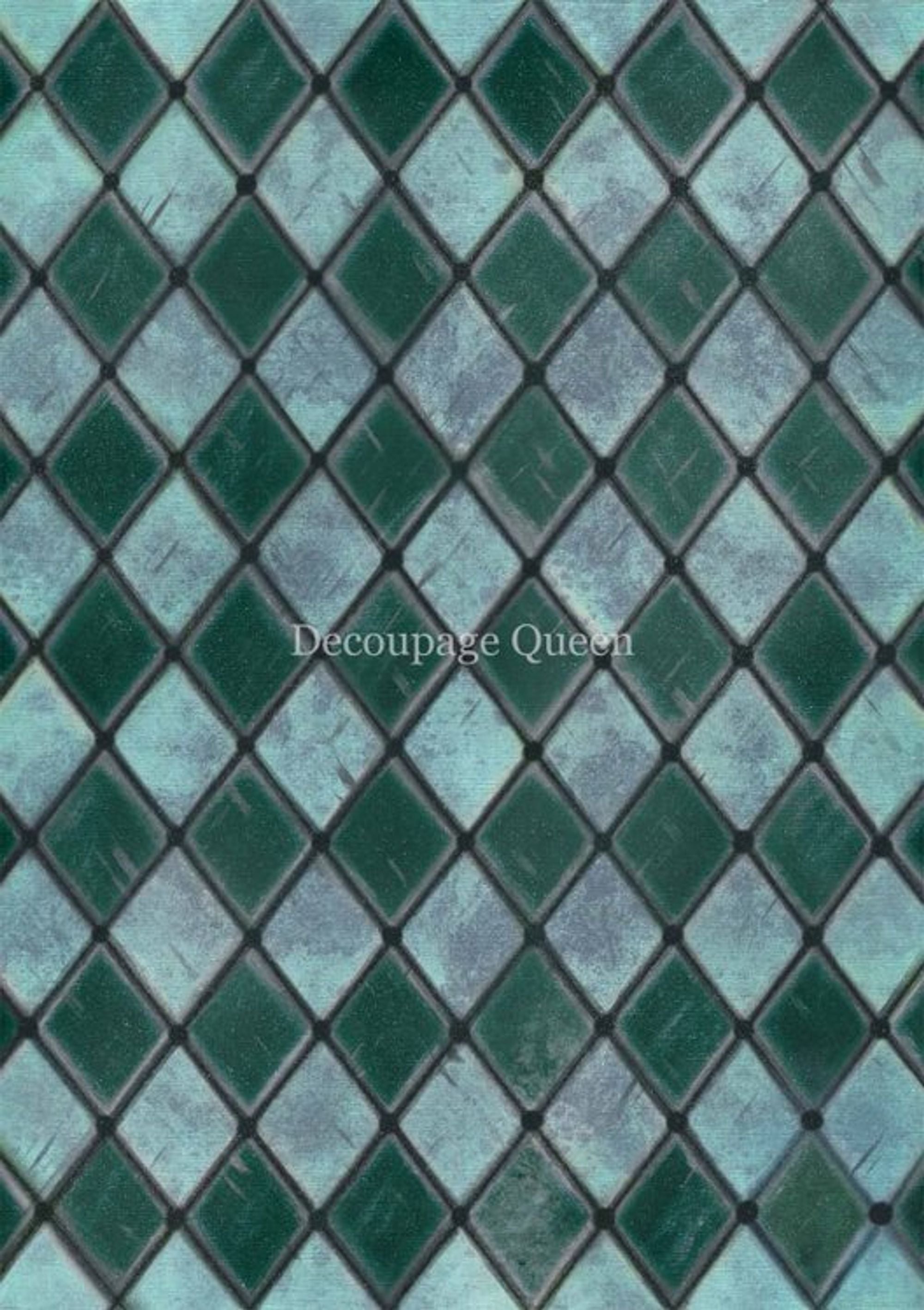 Dainty and the Queen - Teal Handpainted Harlequin A4 Rice Paper - 5 Sheets