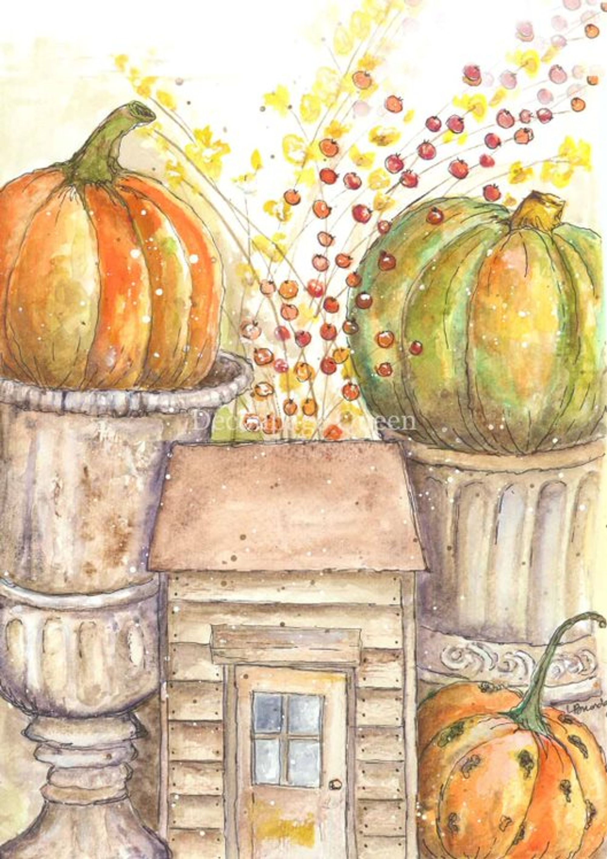 Ellen J Goods - Cottage Pumpkins A4 Rice Paper - 5 Sheets
