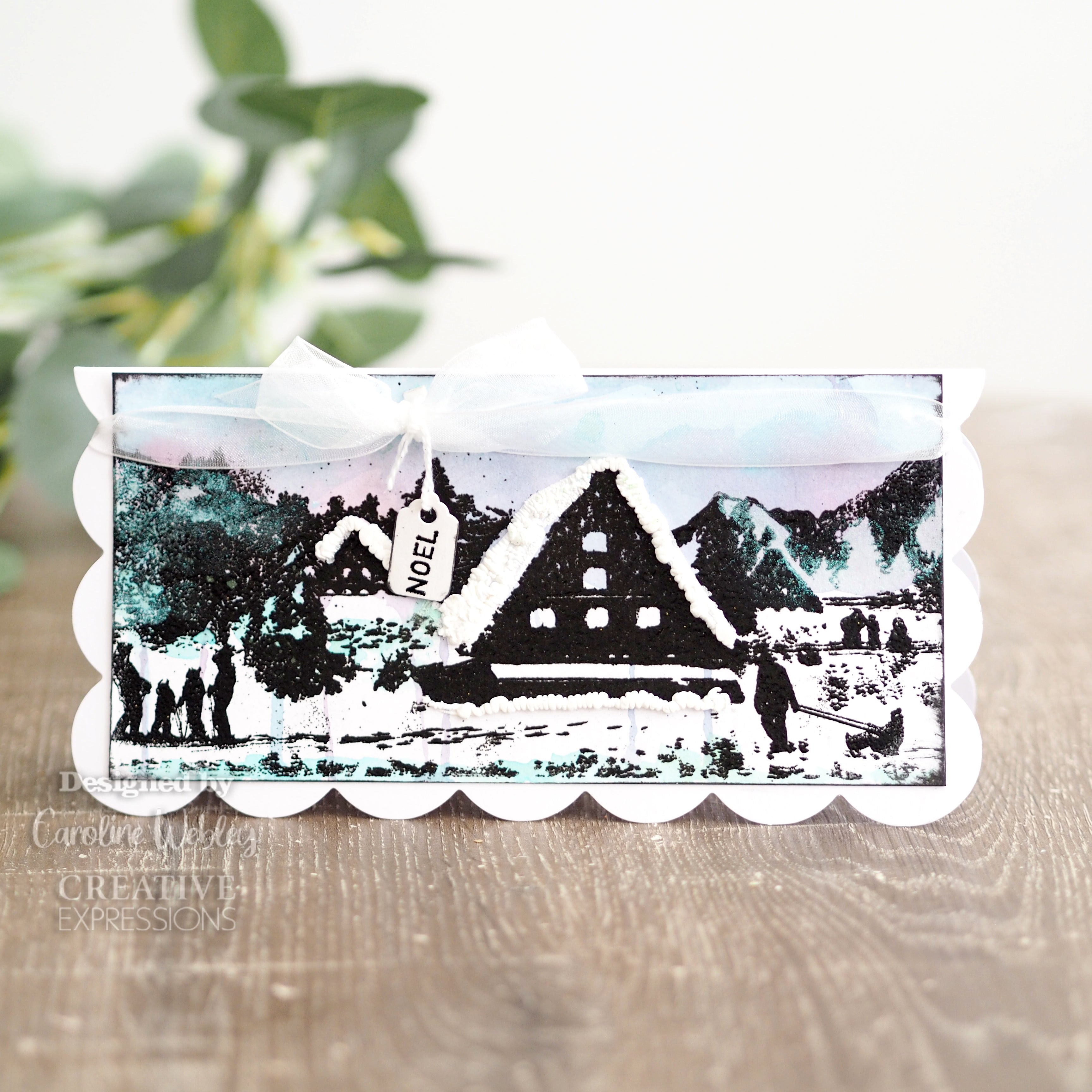 Creative Expressions Designer Boutique Collection Happy Holidays DL Pre Cut Rubber Stamp