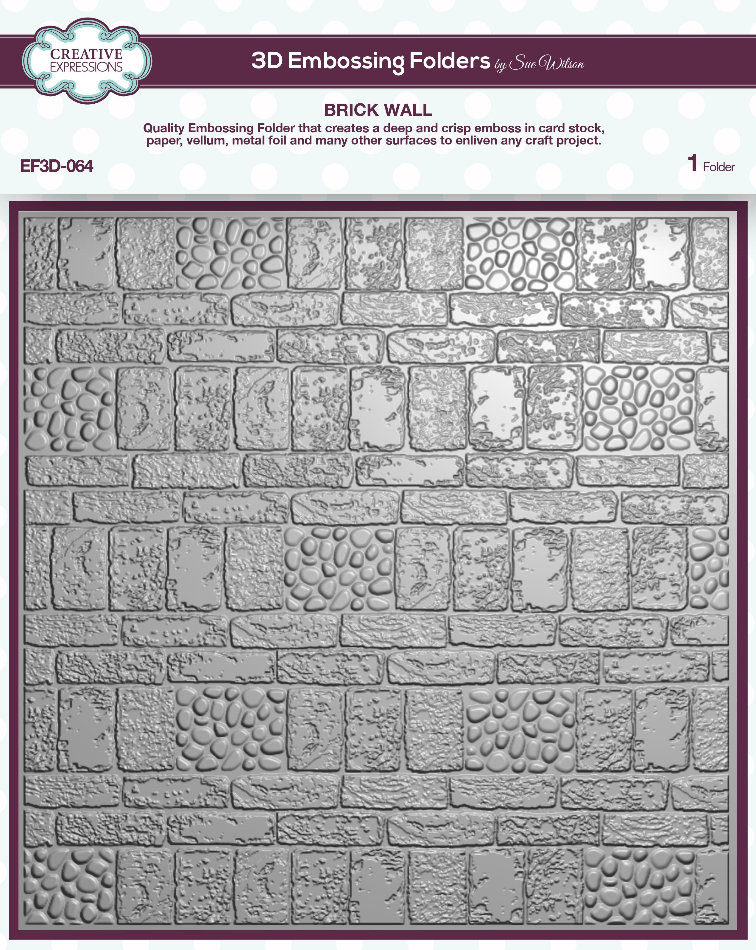 Creative Expressions Brick Wall 8 in x 8 in 3D Embossing Folder