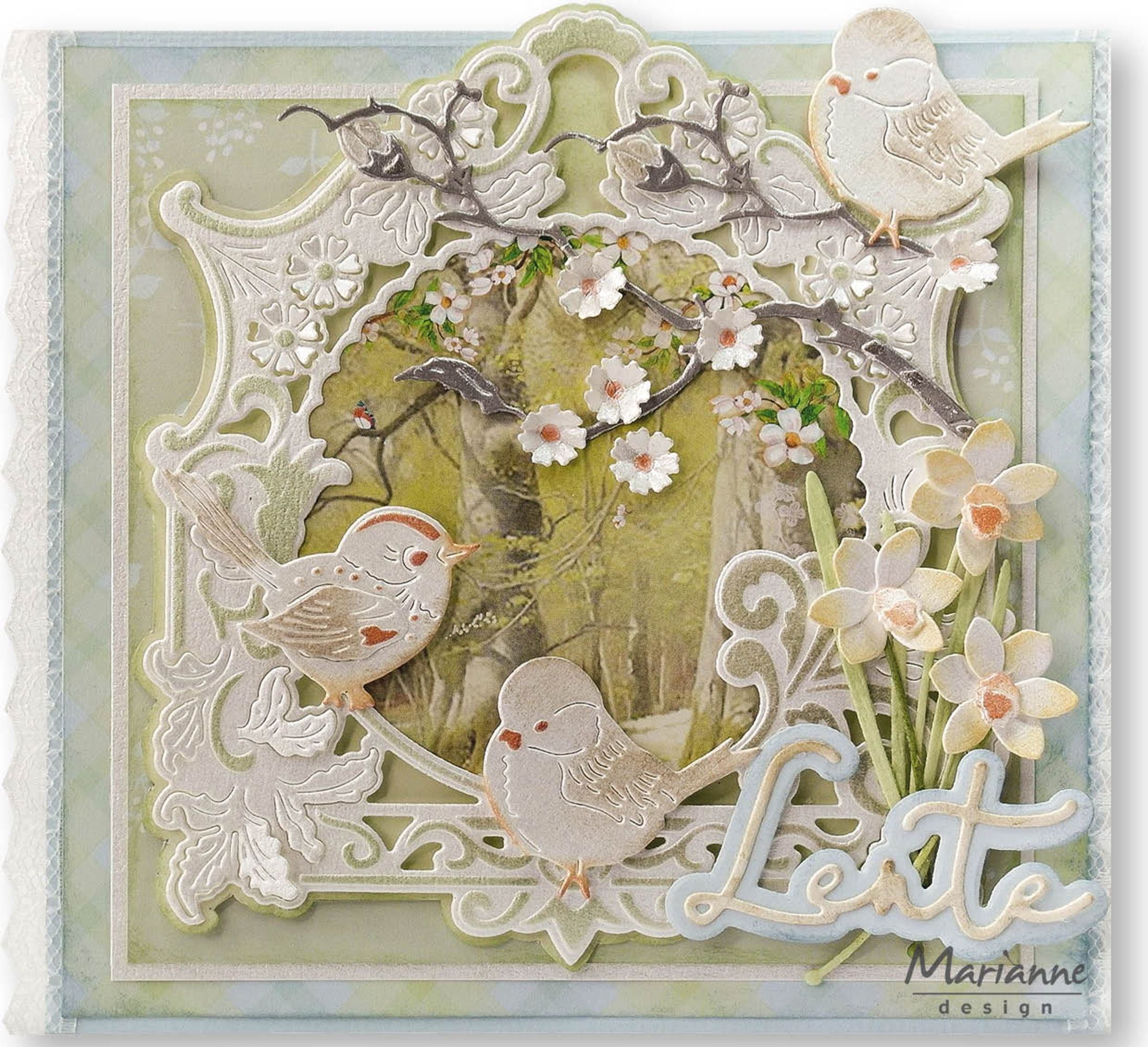 Marianne Design A4 Cutting Sheet - Spring Wishes - Swans