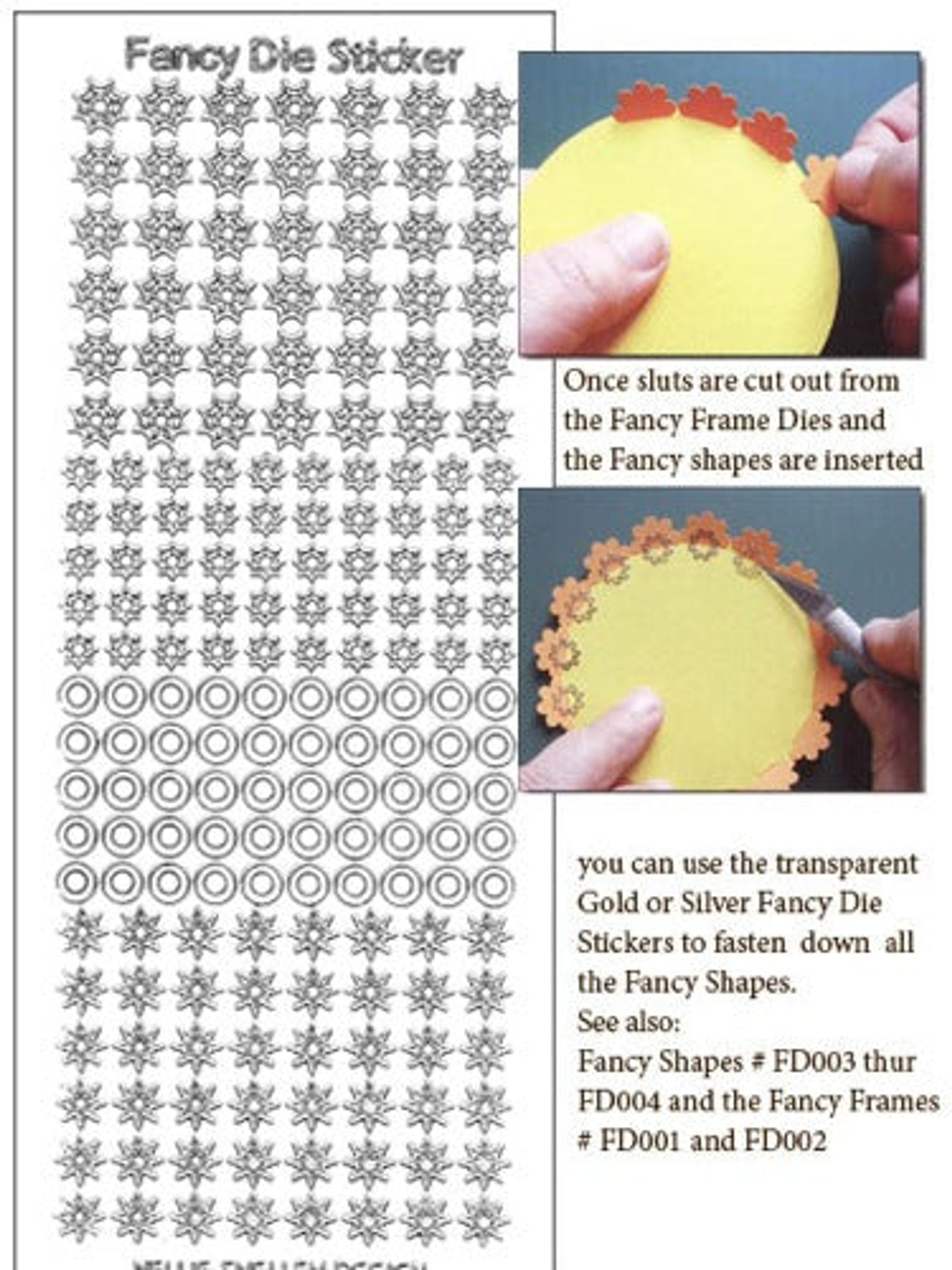 Fancy Die Sticker Transparent Gold