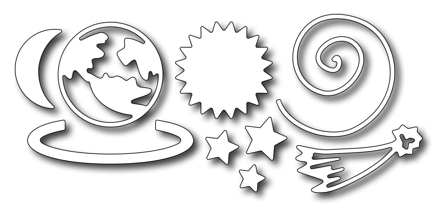 Frantic Stamper Precision Die - Outer Space (set of 7 dies)