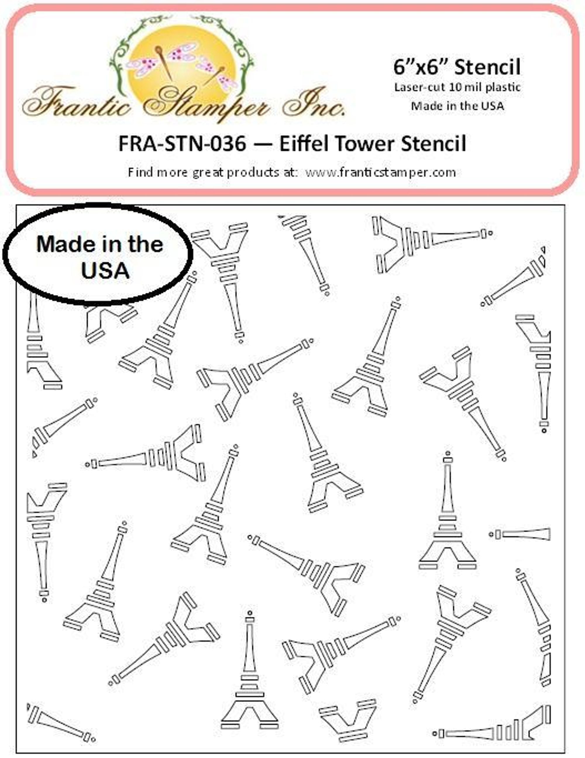 Frantic Stamper - 6"x6" Stencil - Eiffel Tower Stencil
