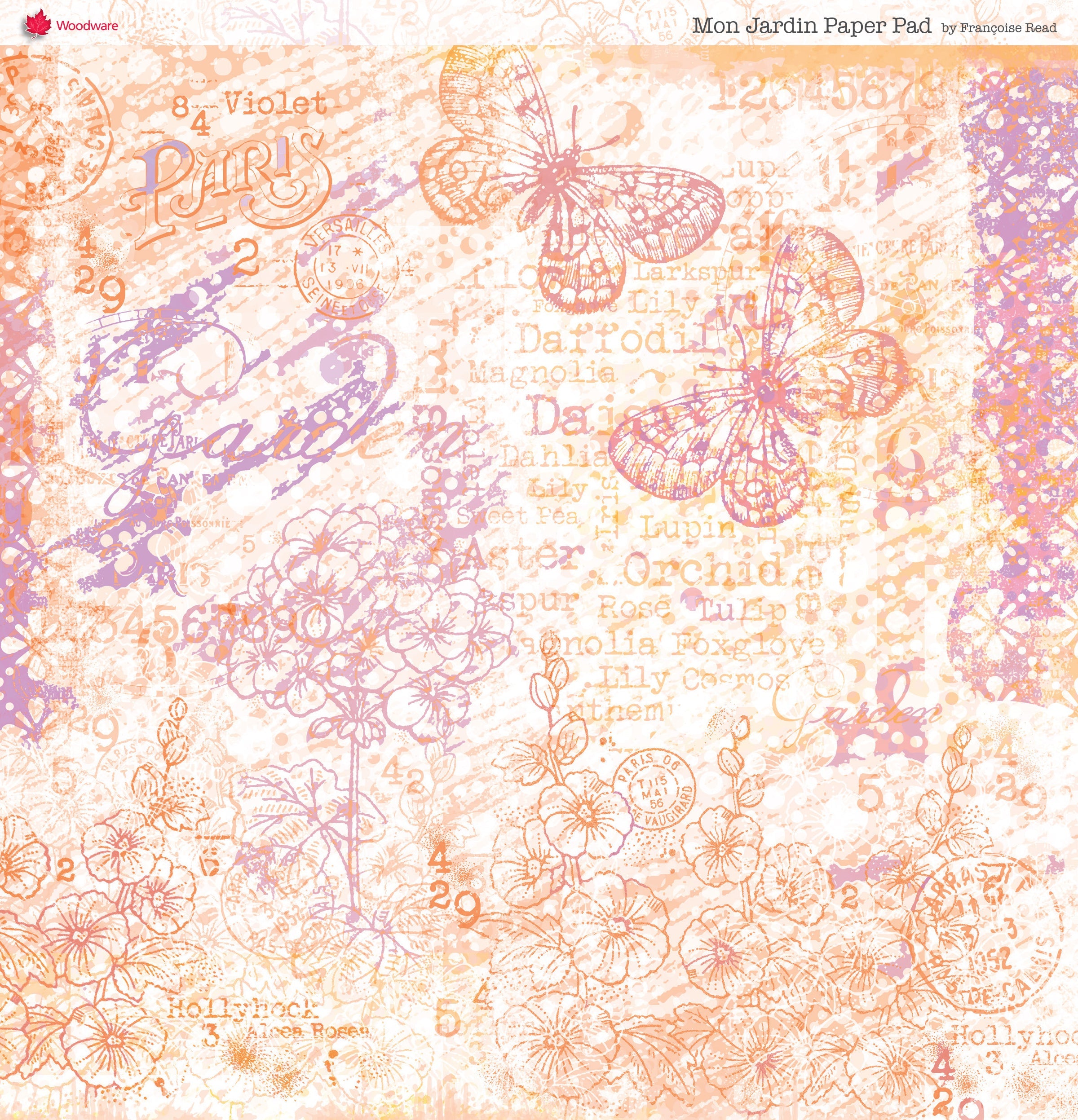 Woodware Francoise Read Mon Jardin 8 in x 8 in Paper Pad