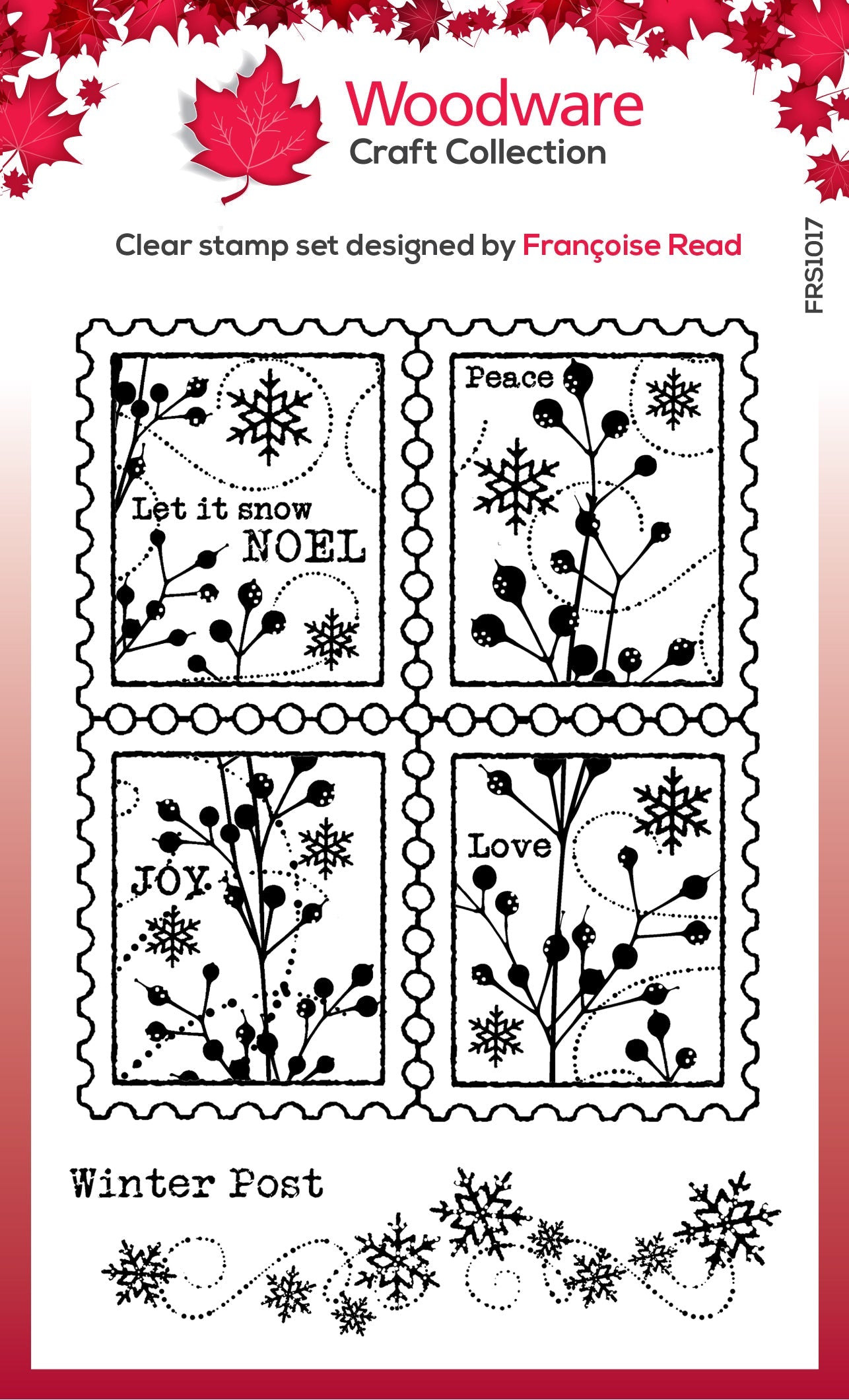 Woodware Clear Singles Winter Postage 4 in x 6 in Stamp Set