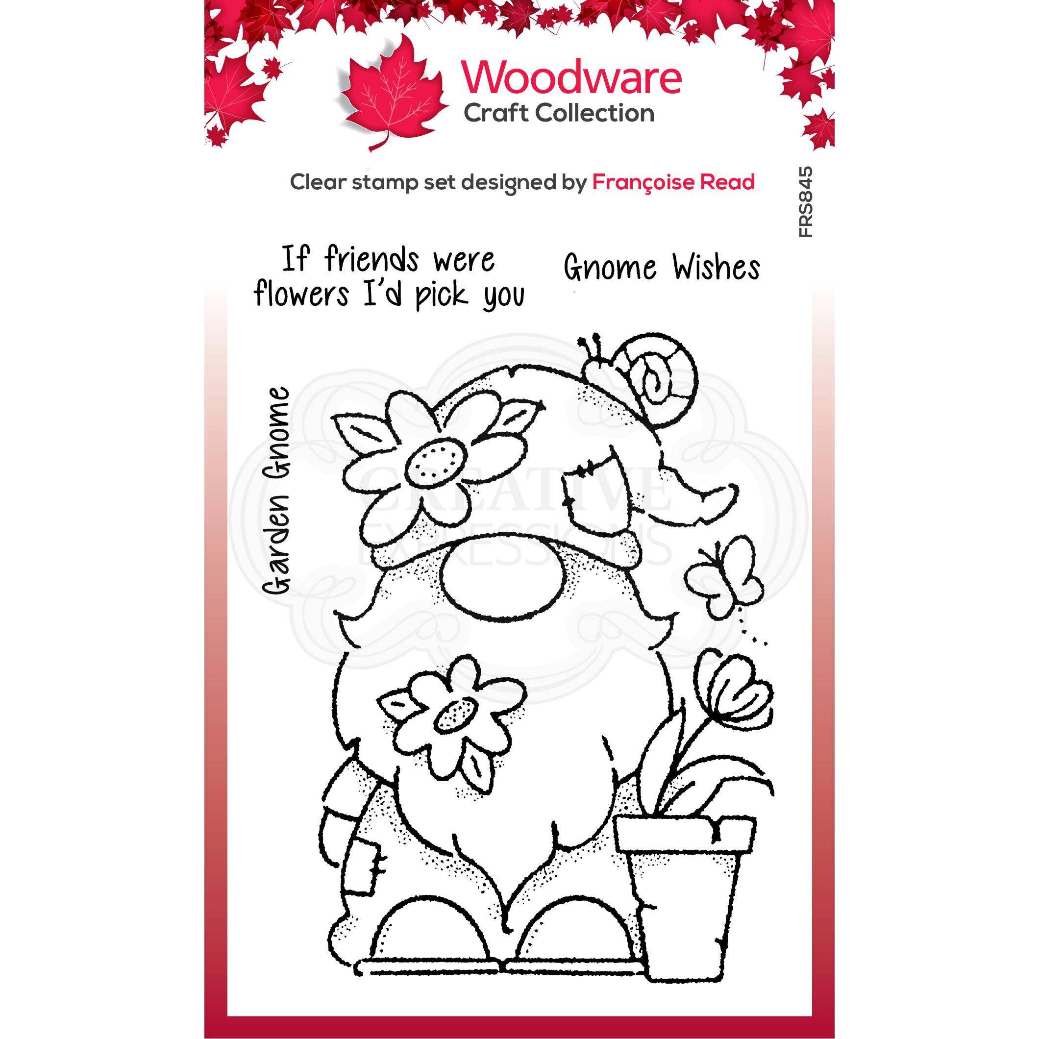 Woodware Clear Singles Garden Gnome 4 in x 6 in Stamp