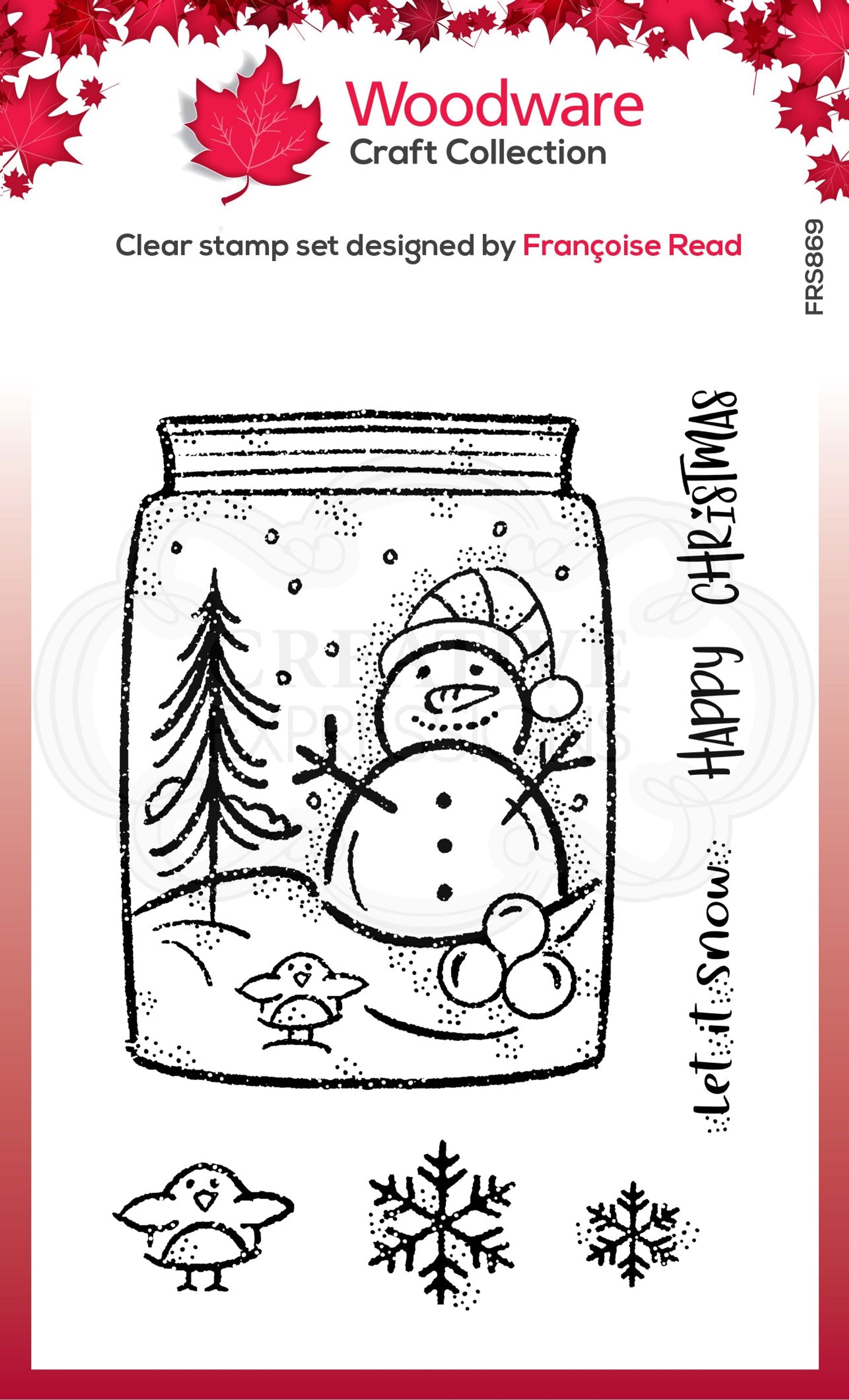 Woodware Clear Singles Snow Jar 4 in x 6 in Stamp