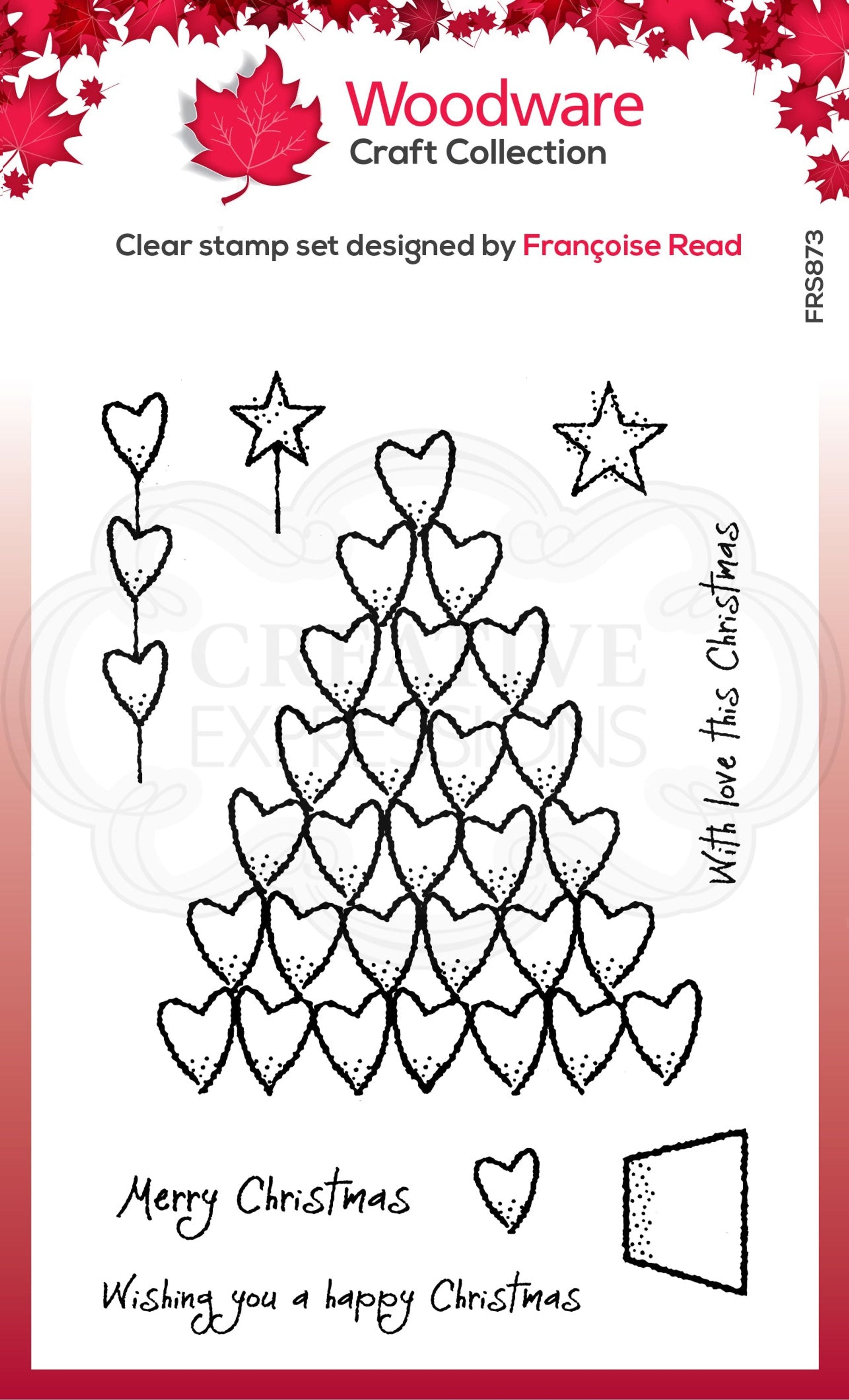 Woodware Clear Singles Heart Tree 4 in x 6 in Stamp