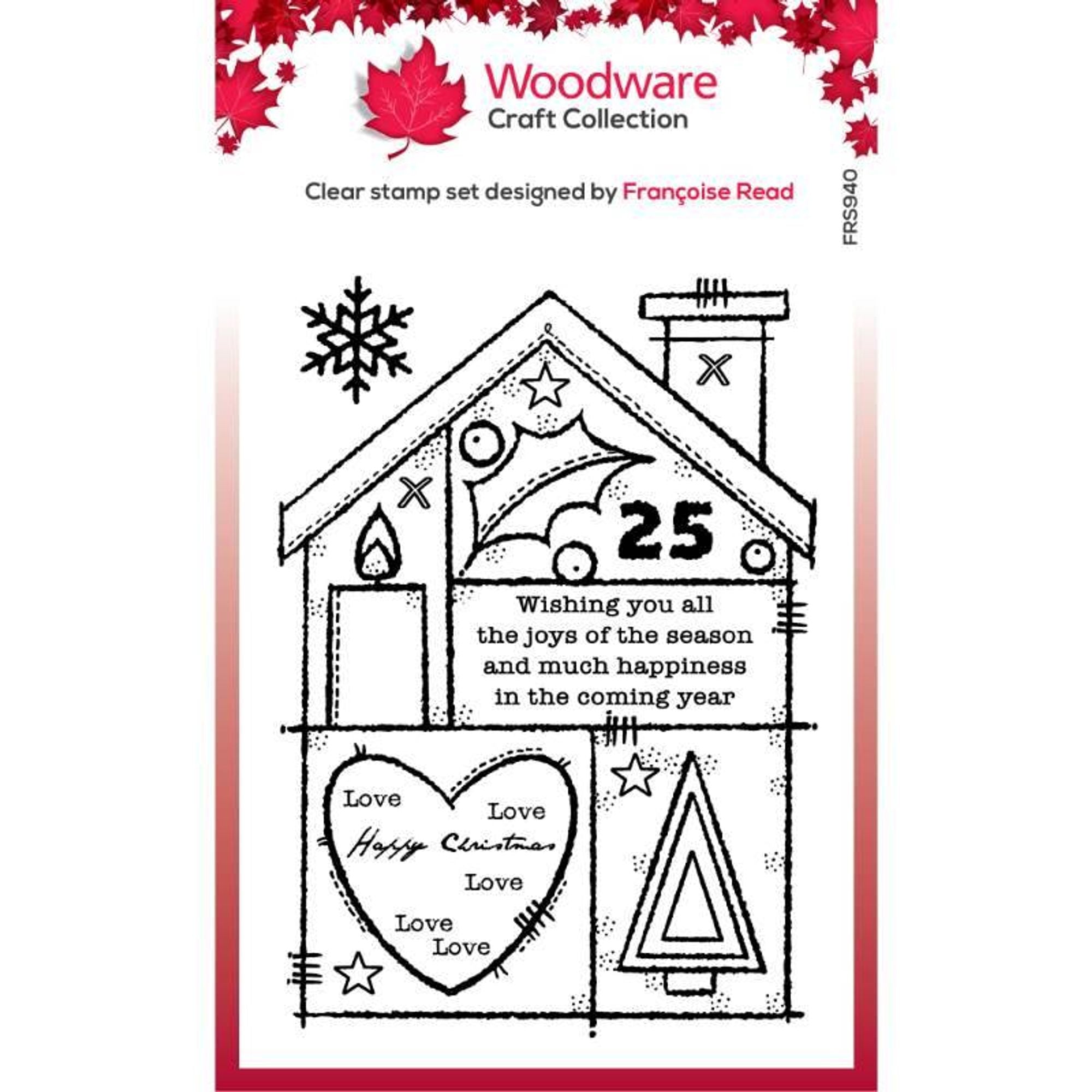 Woodware Clear Singles Christmas House 4 in x 6 in Stamp