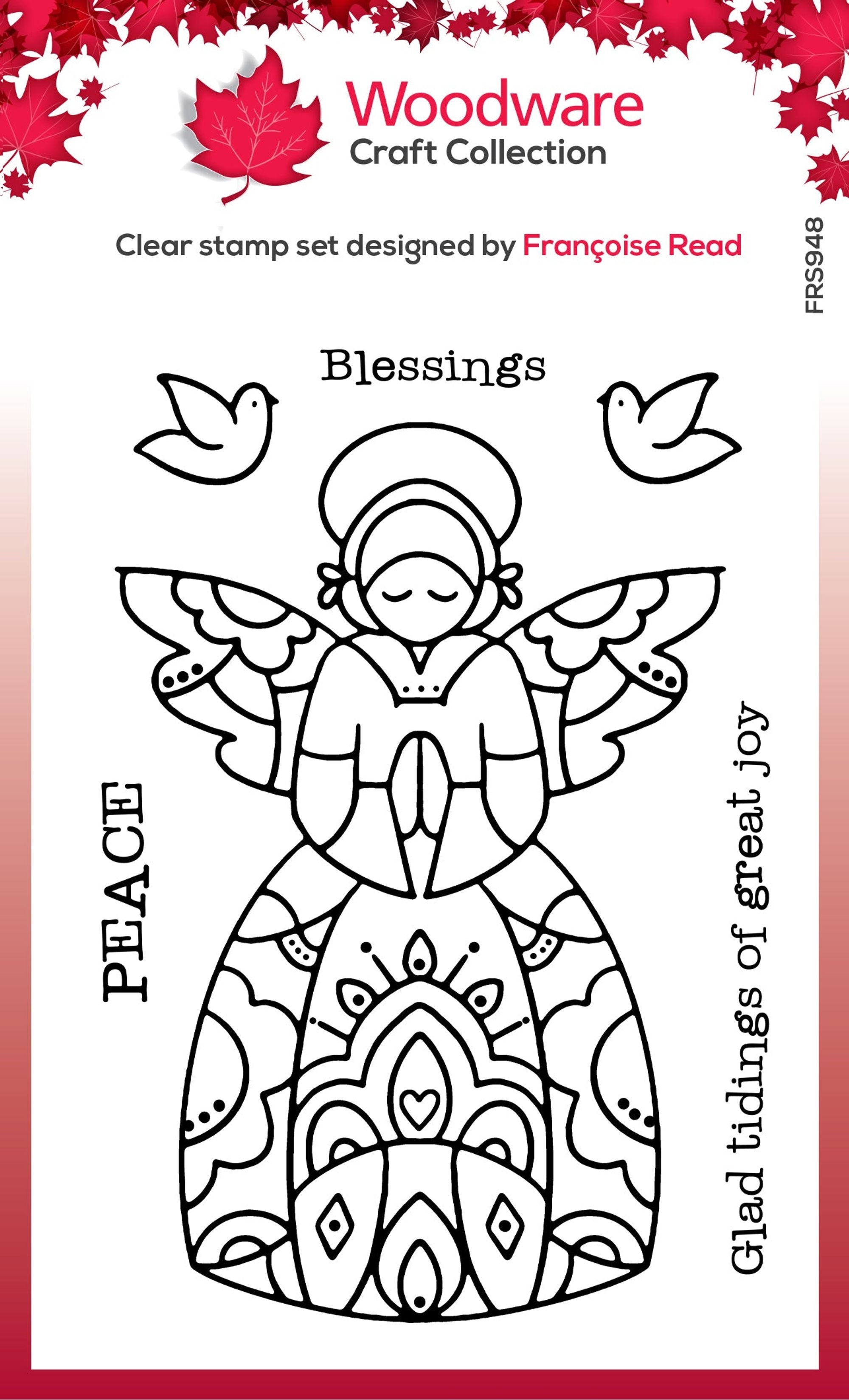 Woodware Clear Singles Angel Blessings 4 in x 6 in Stamp