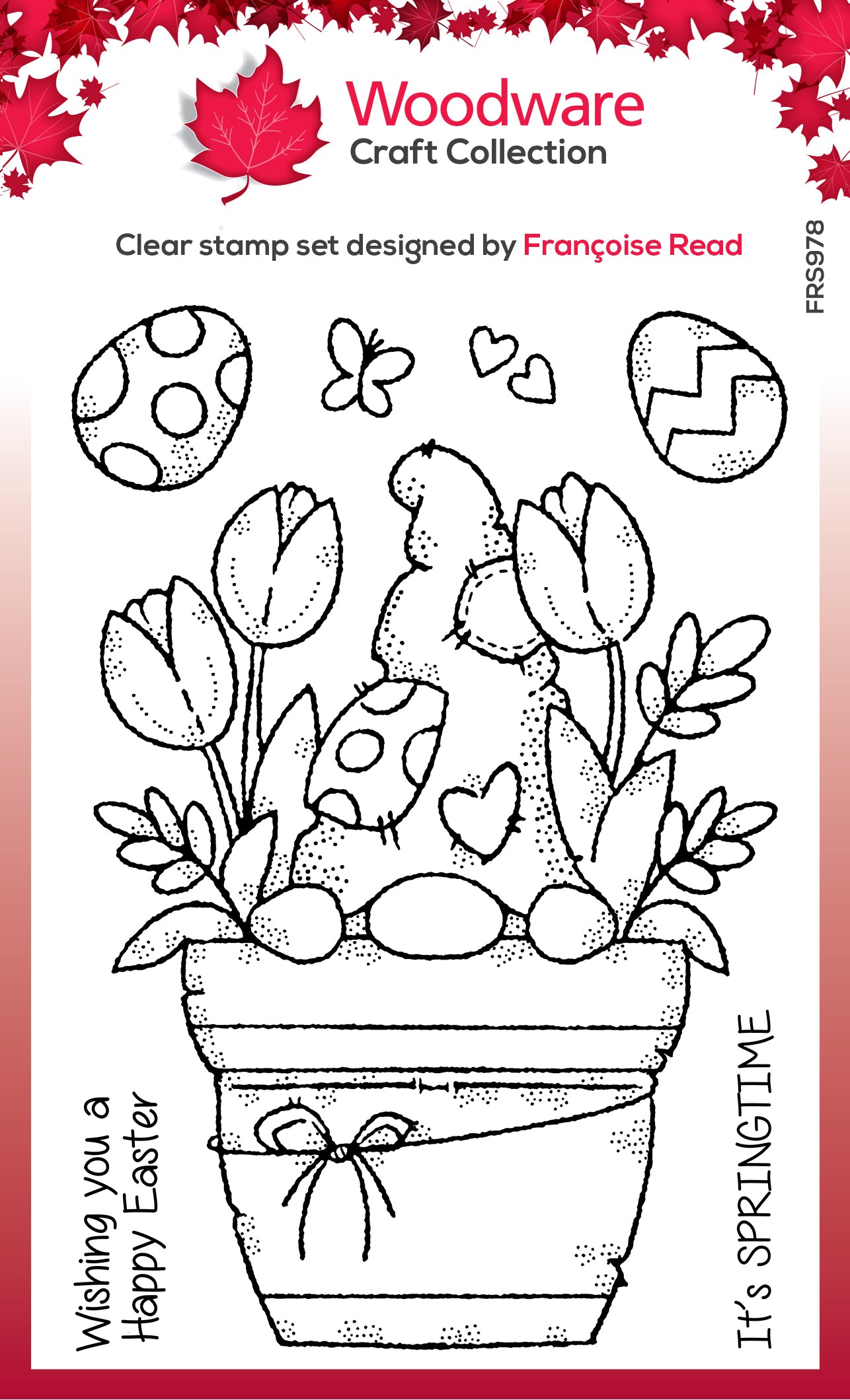 Woodware Clear Singles Flower Pot Gnome 4 in x 6 in Stamp