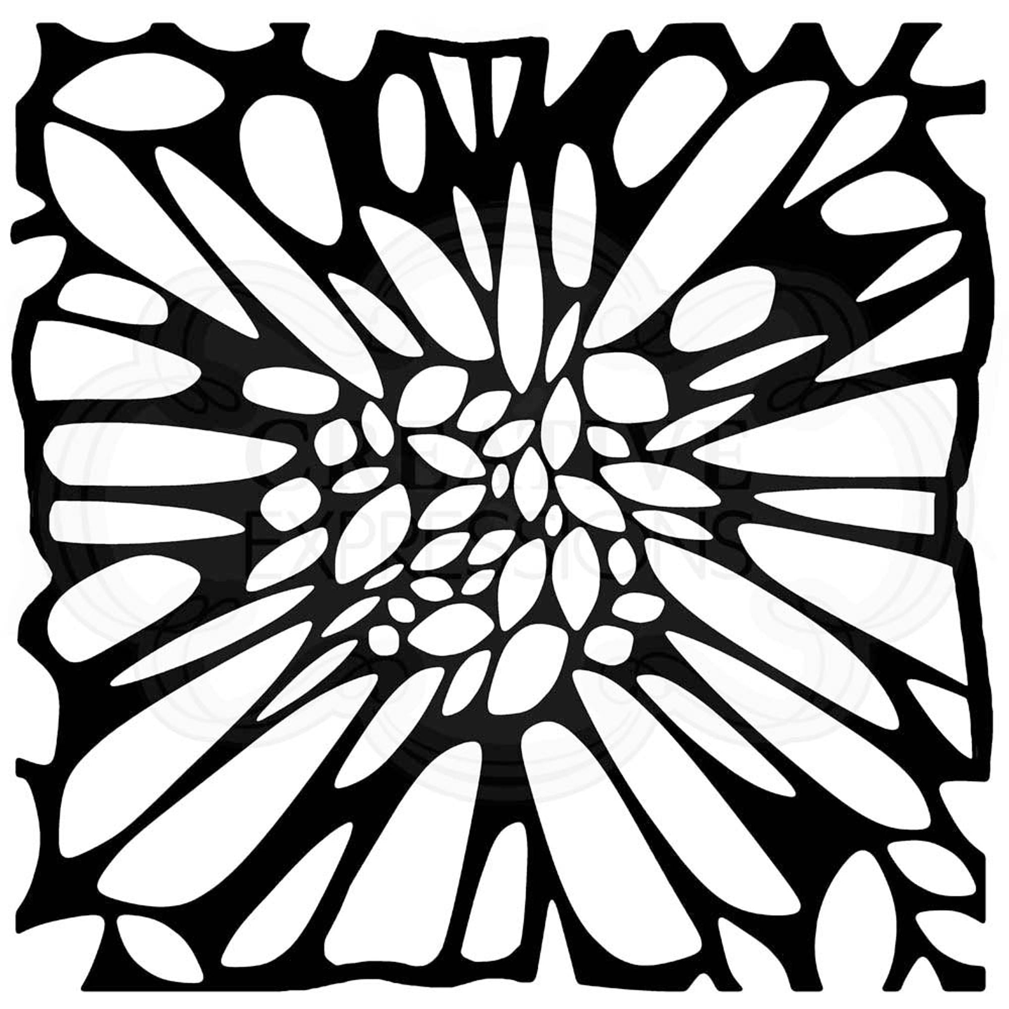 Woodware Flower Centre 6 in x 6 in Stencil