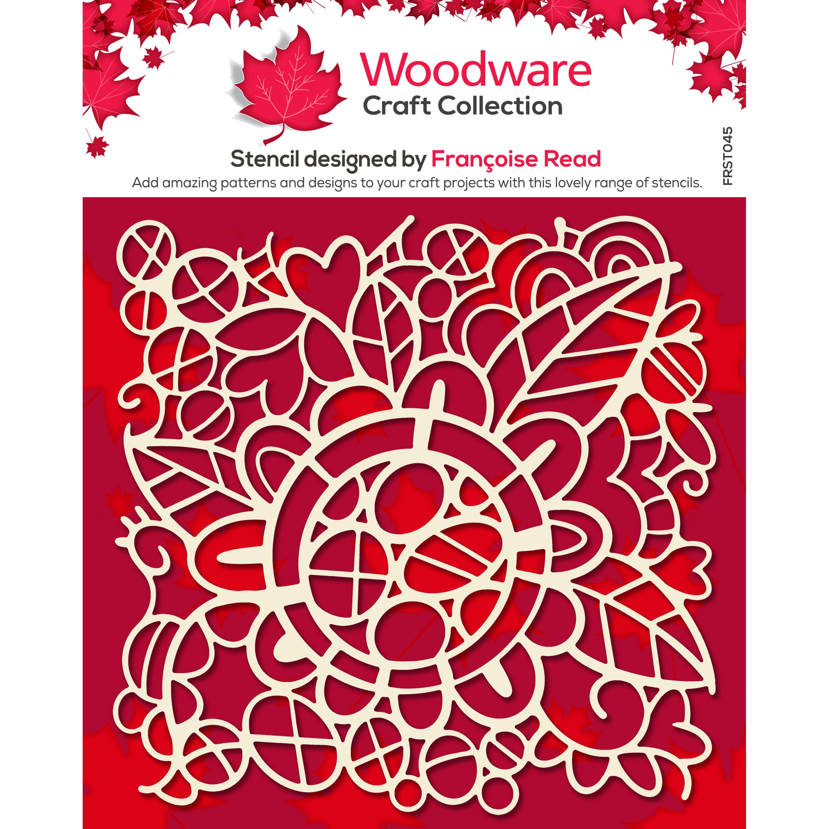 Woodware Flower Doodle 6.8 in x 6.8 in Stencil