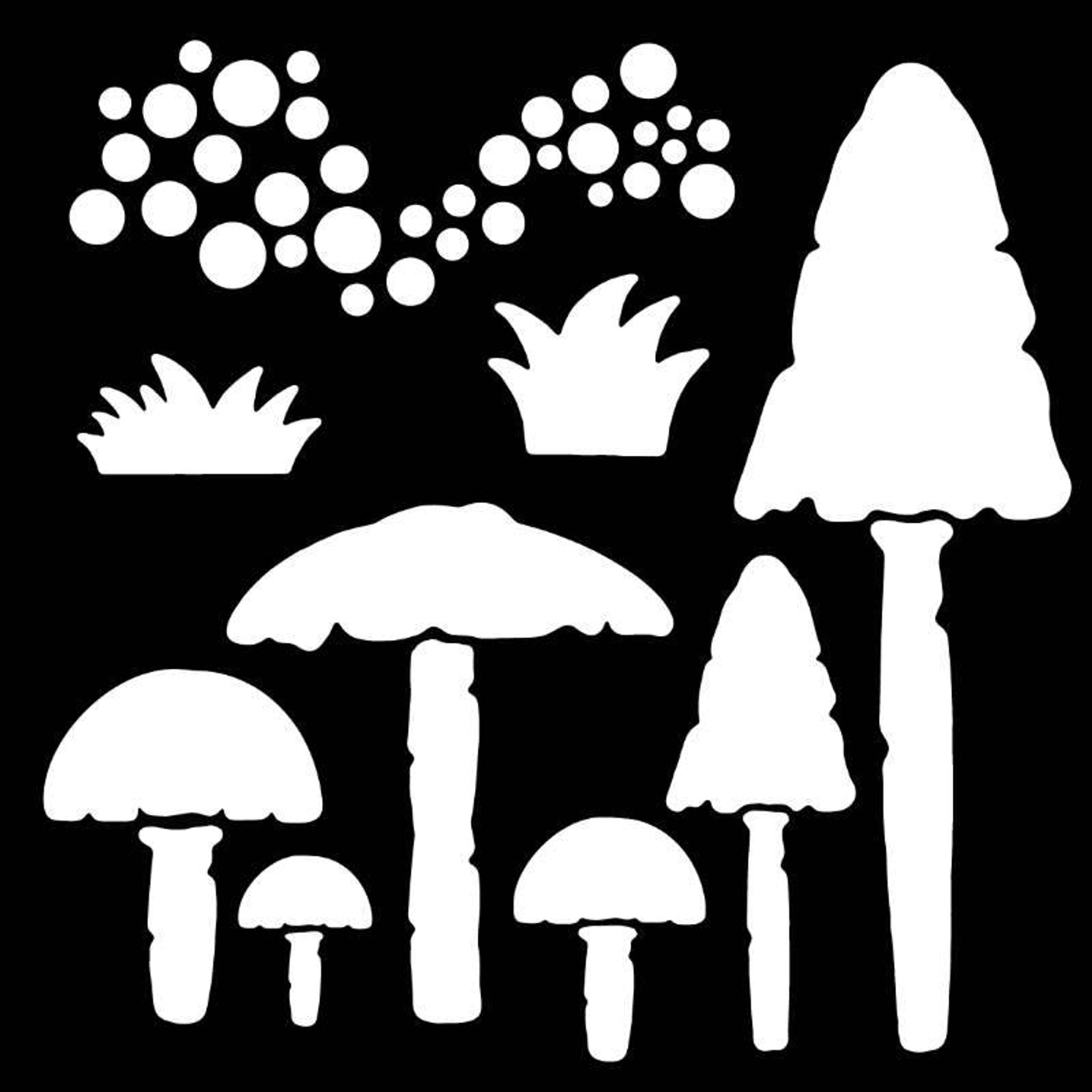 Woodware Mushrooms 6 in x 6 in Stencil