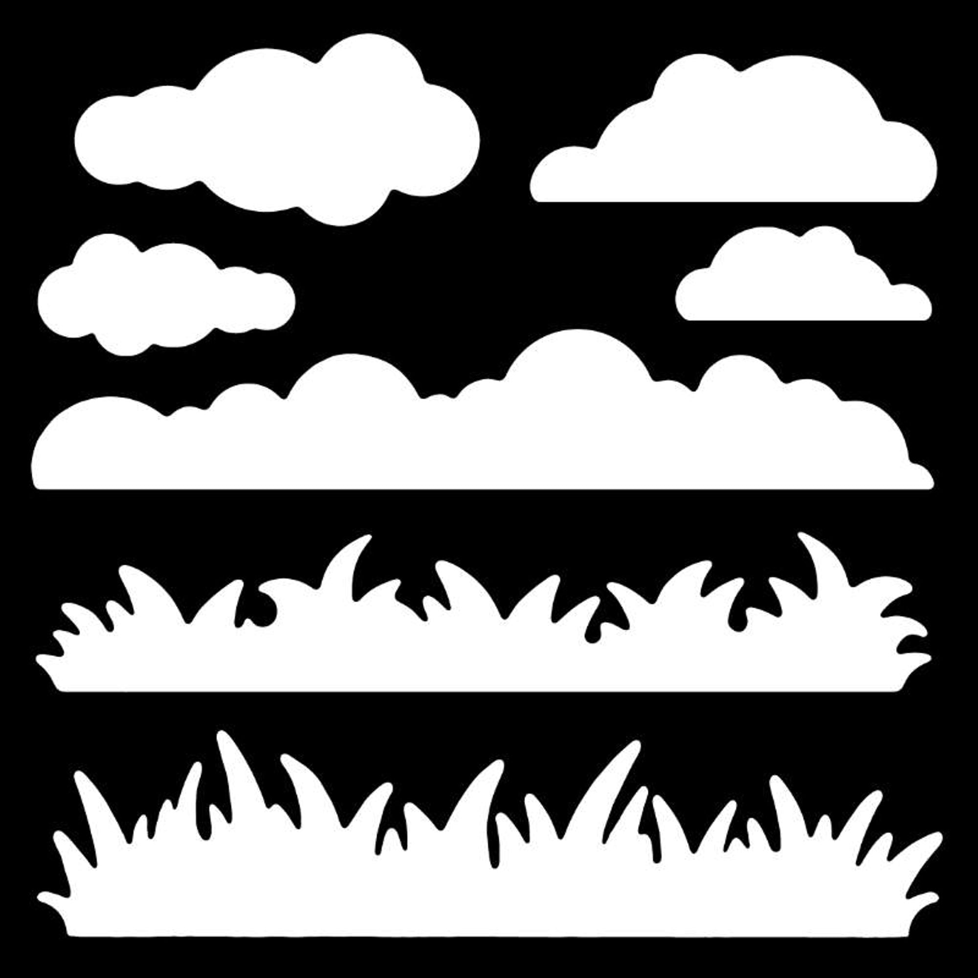 Woodware Grass & Clouds 6 in x 6 in Stencil