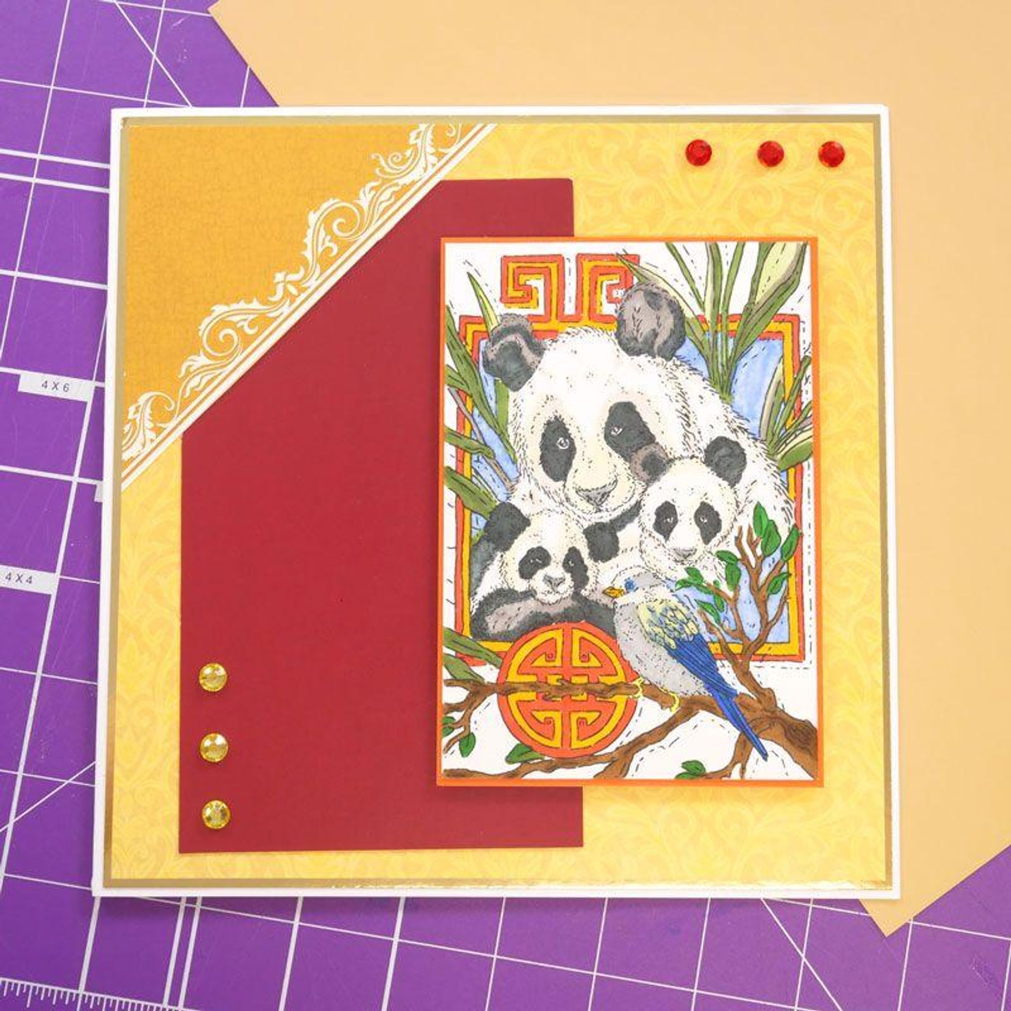 For the Love of Stamps - Peaceful Pandas A6 Stamp Set