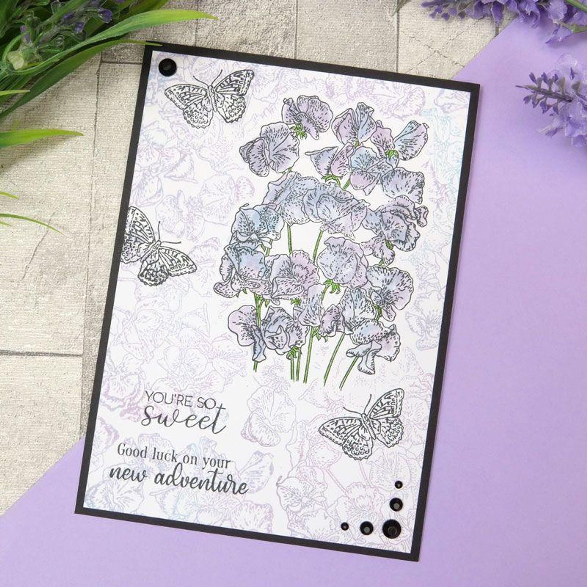 For the Love of Stamps - Sweet Pea Posy A6 Stamp Set
