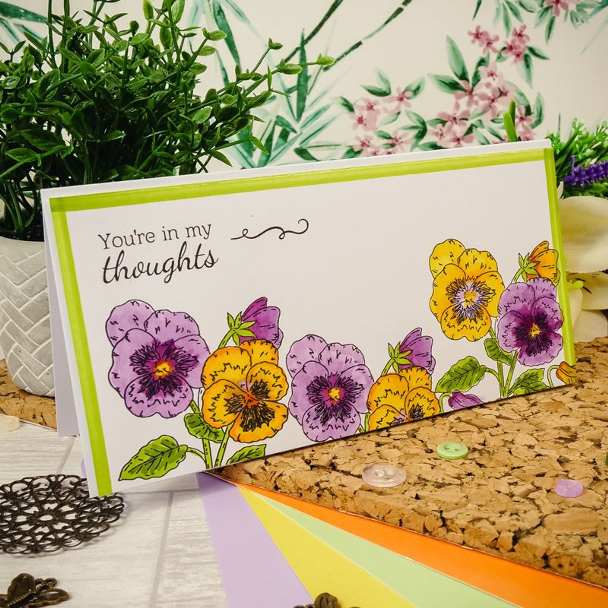 For The Love Of Stamps - Botanical Beauties - Pansy A6 Stamp Set