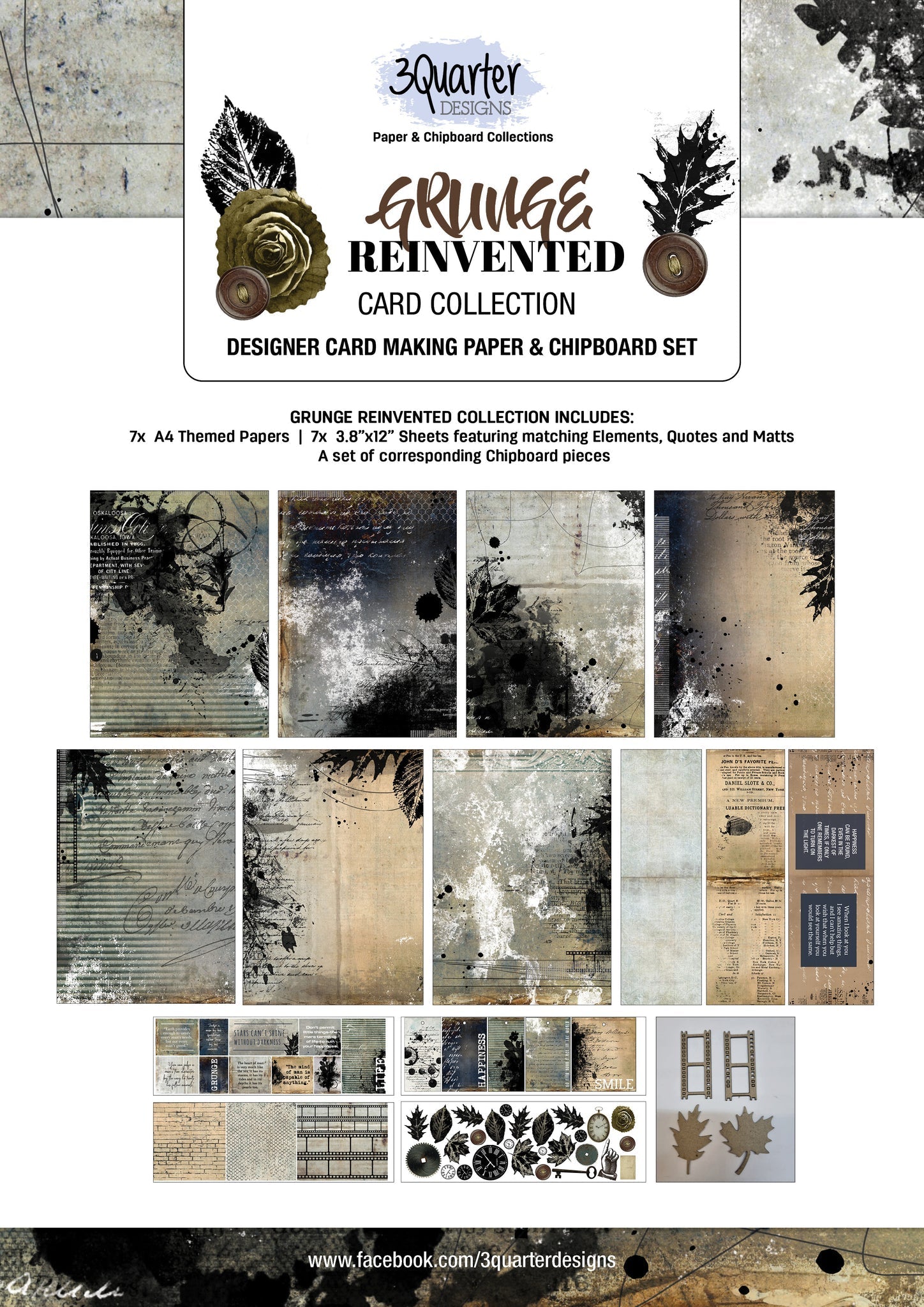 3Quarter Designs Grunge Reinvented Card Collection