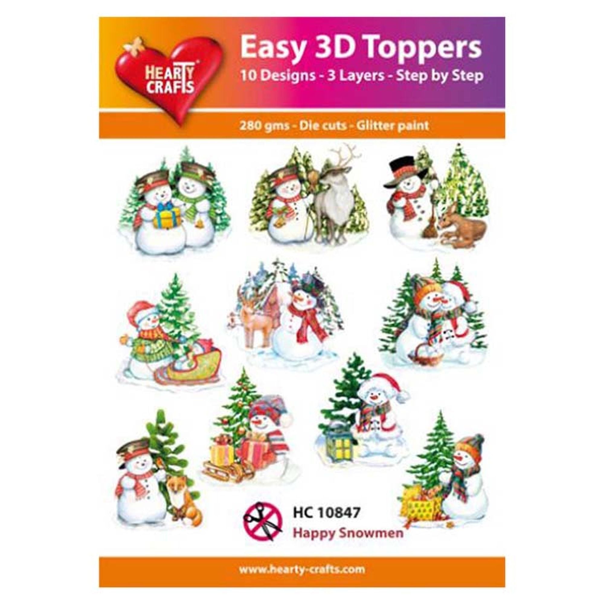 Hearty Crafts Easy 3D Toppers Happy Snowmen