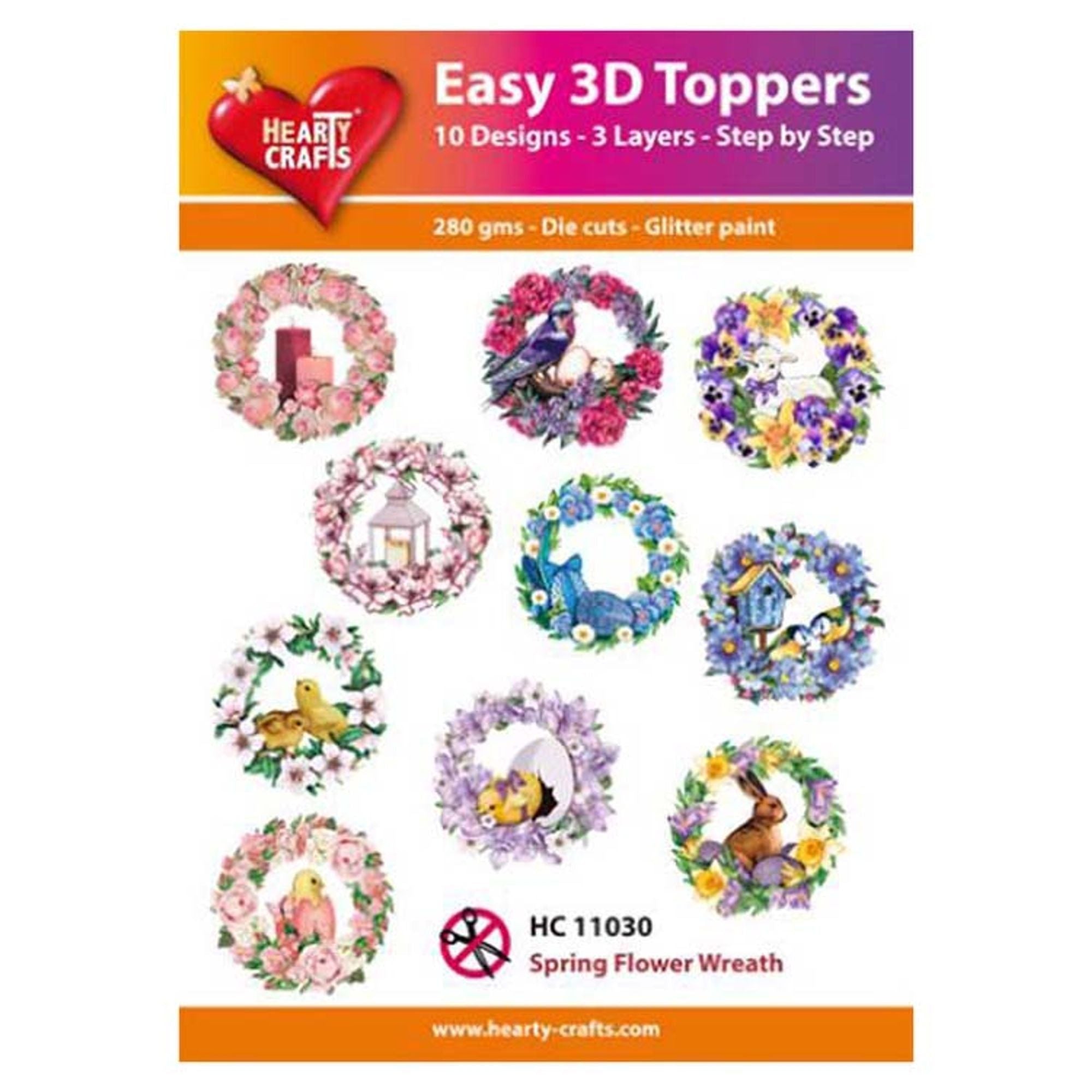 Hearty Crafts Easy 3D Toppers Spring Flower Wreath