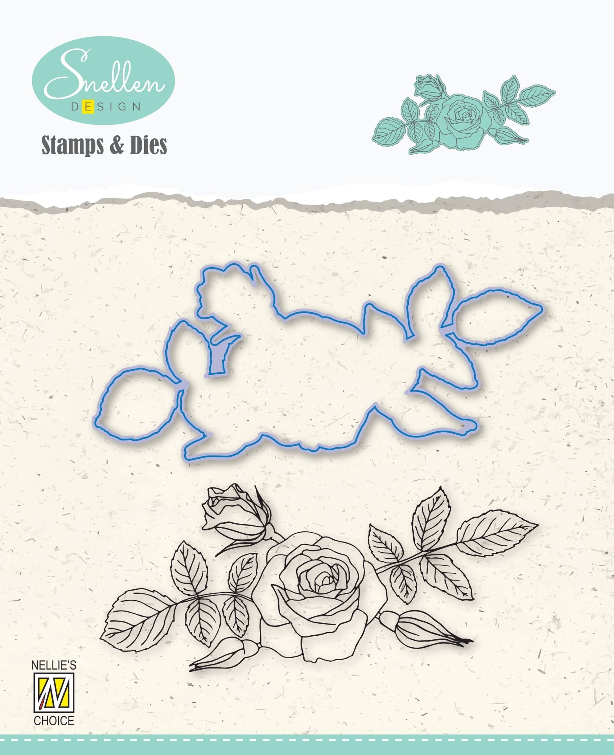 Nellie's Choice Snellen Design Flowers Rose Die & Stamp Set