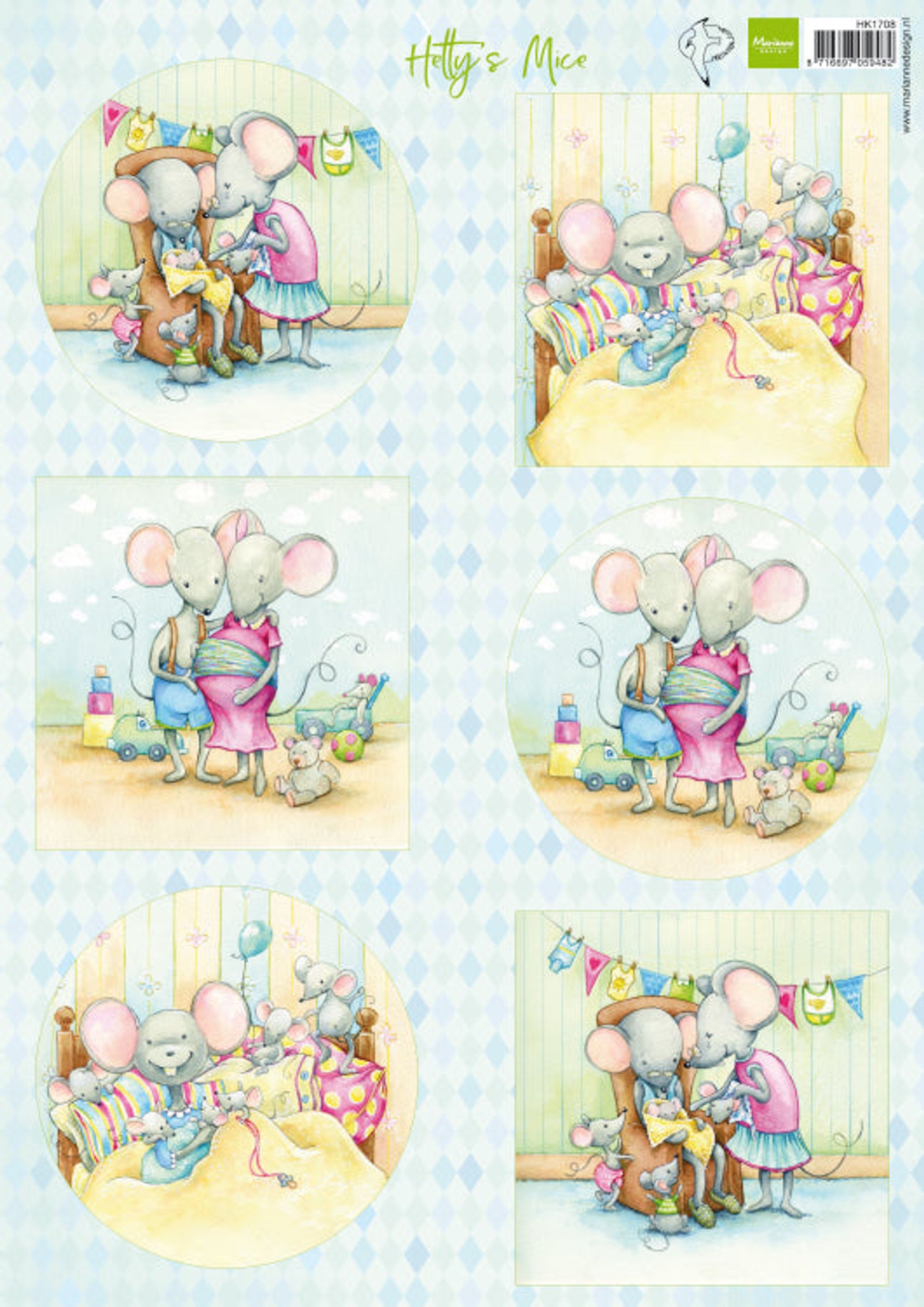 Cutting Sheet Hetty's Mice New Born A4