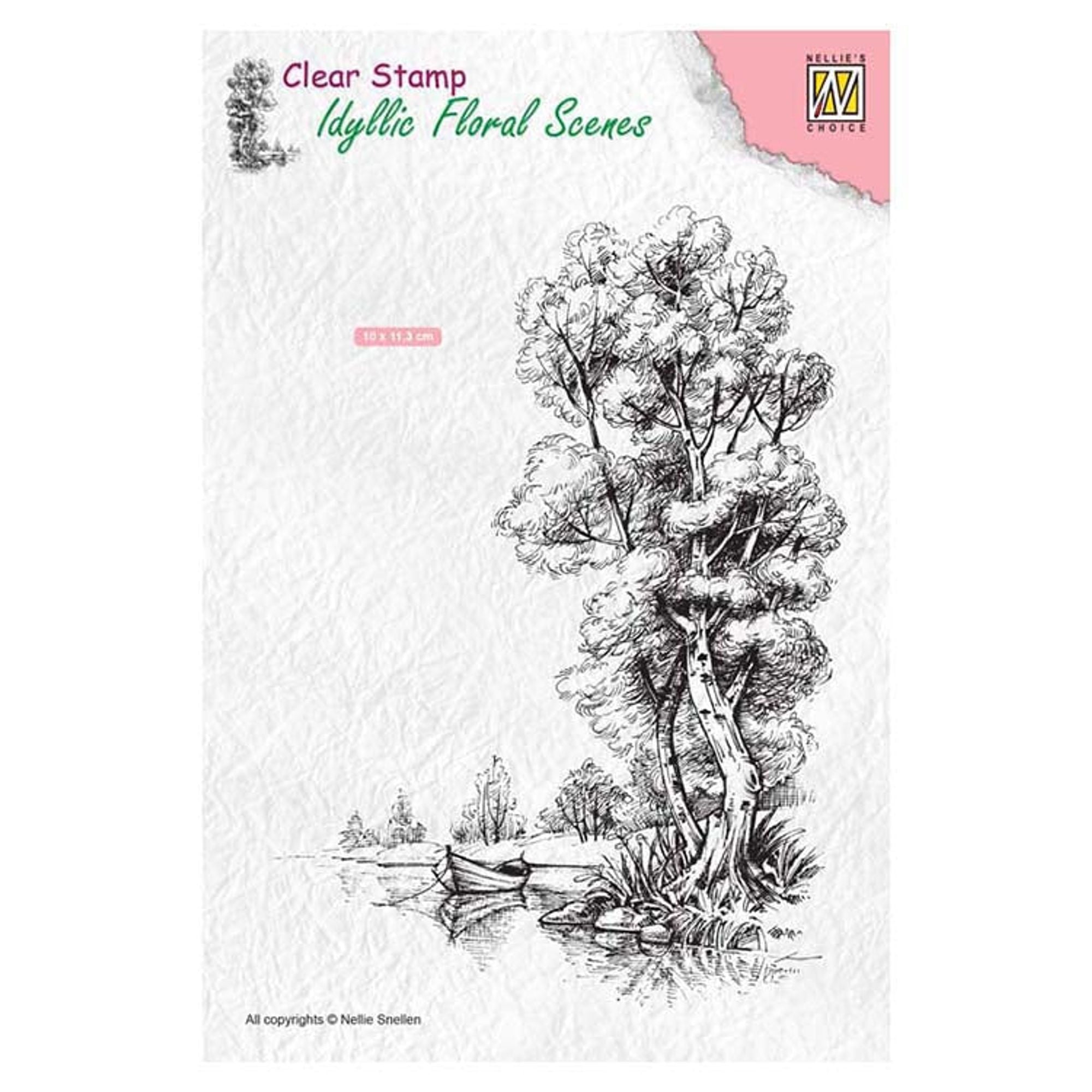 Nellie's Choice Clear Stamp Idyllic Floral Scenes - Tree with Boat