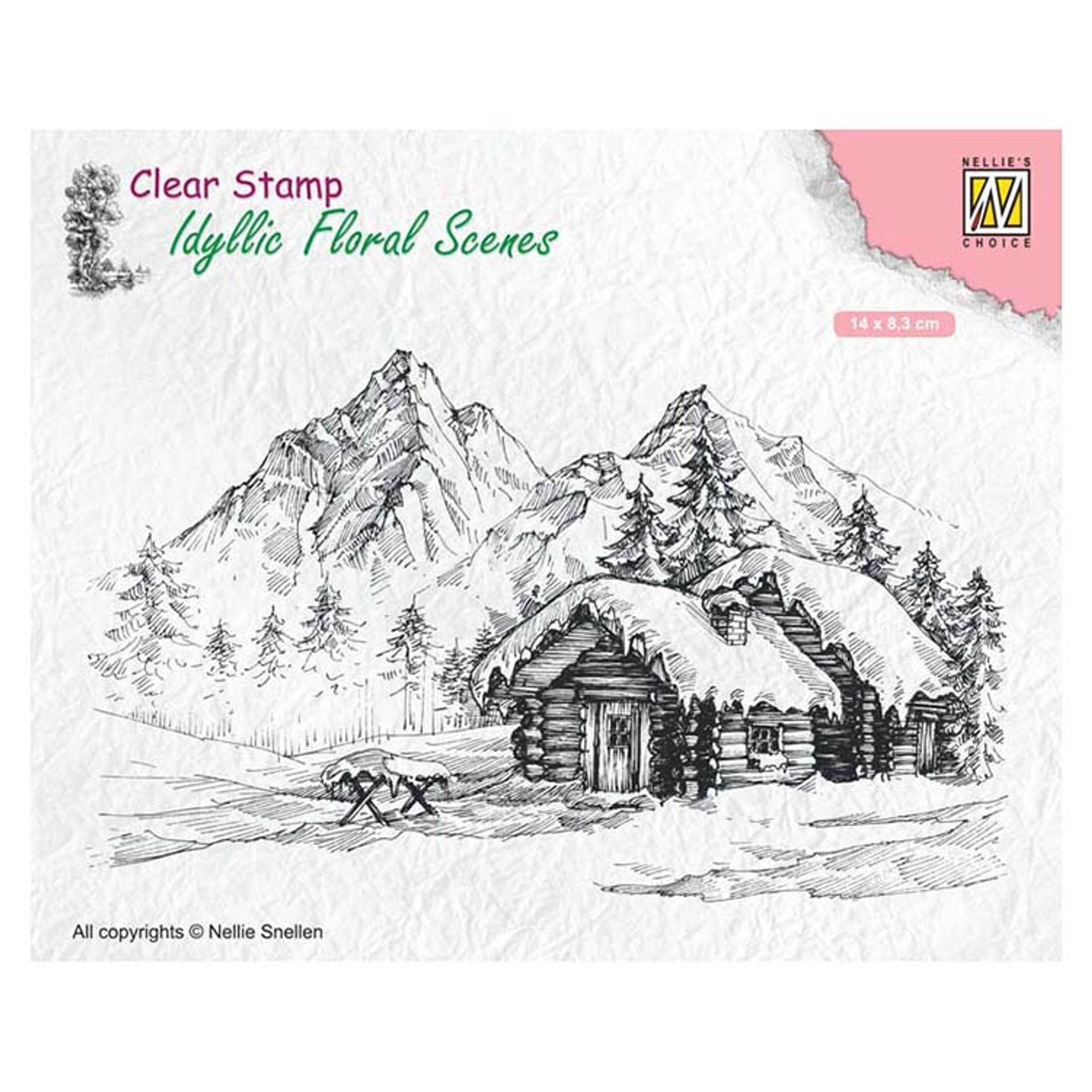 Nellie's Choice Clear Stamp Snowy Landscape with Cottage
