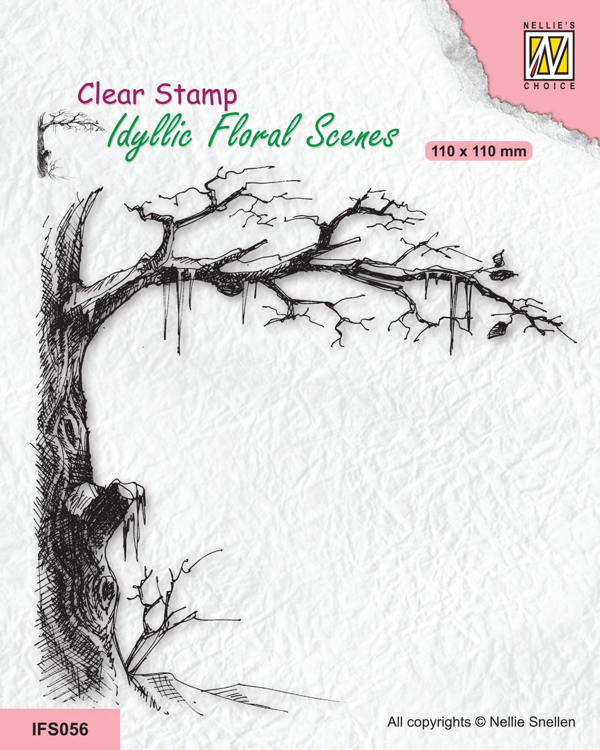 Nellie's Choice Clear Stamp Idyllic Floral Scene - Icy Tree