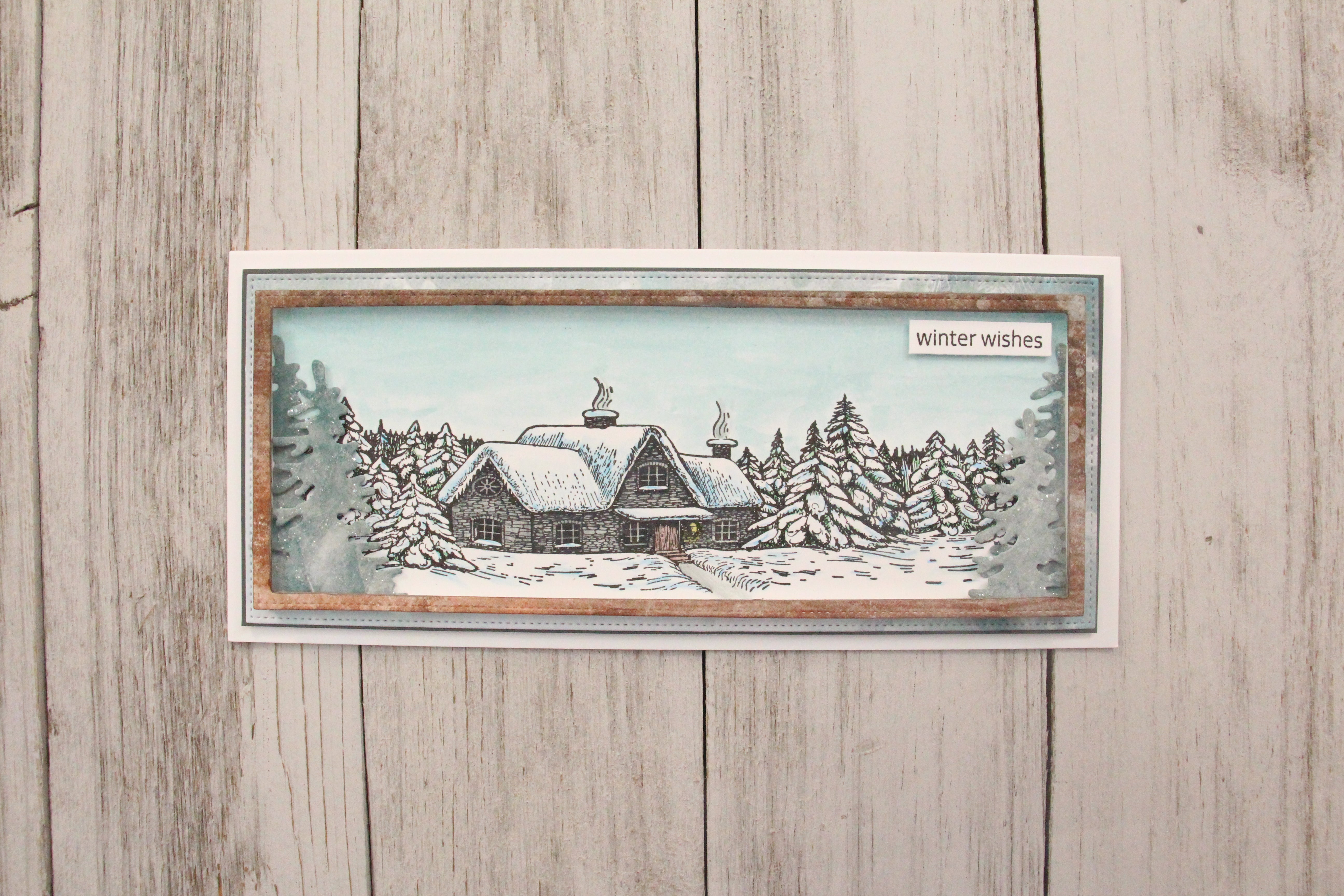 Nellie's Choice Clear Stamp Idyllic Floral Scene Slim Line - Snow House