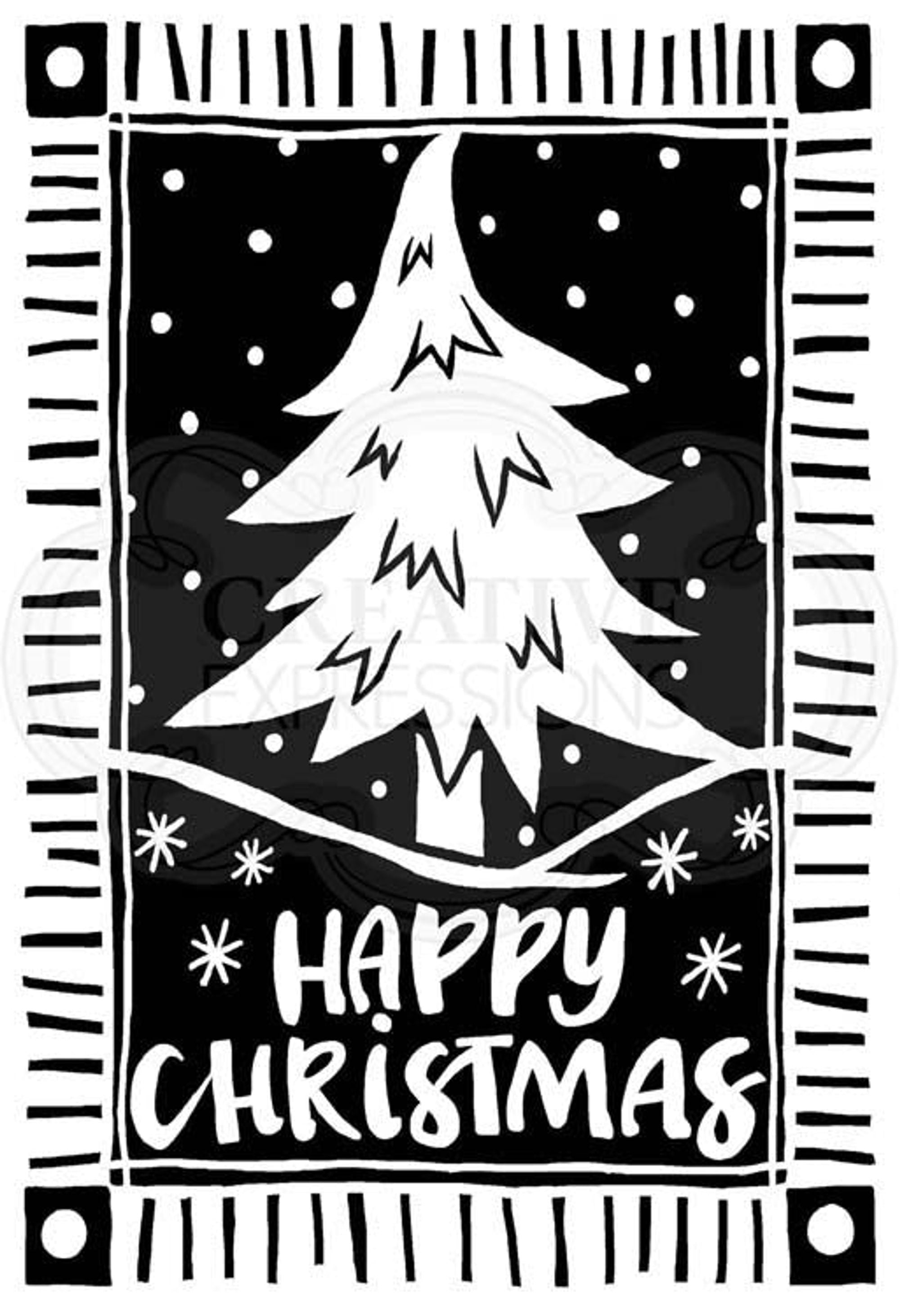 Woodware Clear Singles - Lino Cut Christmas Tree