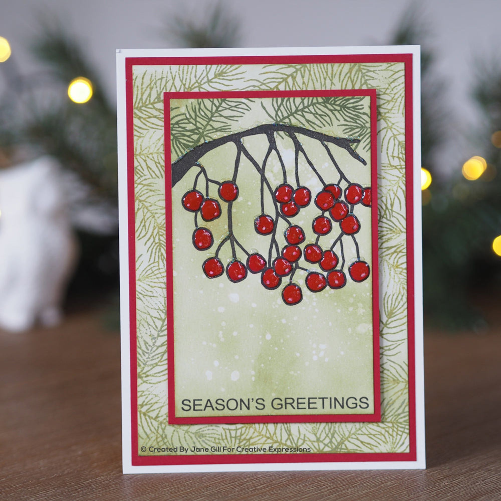 Festive Hanging Berries 4 in x 6 in Stamp