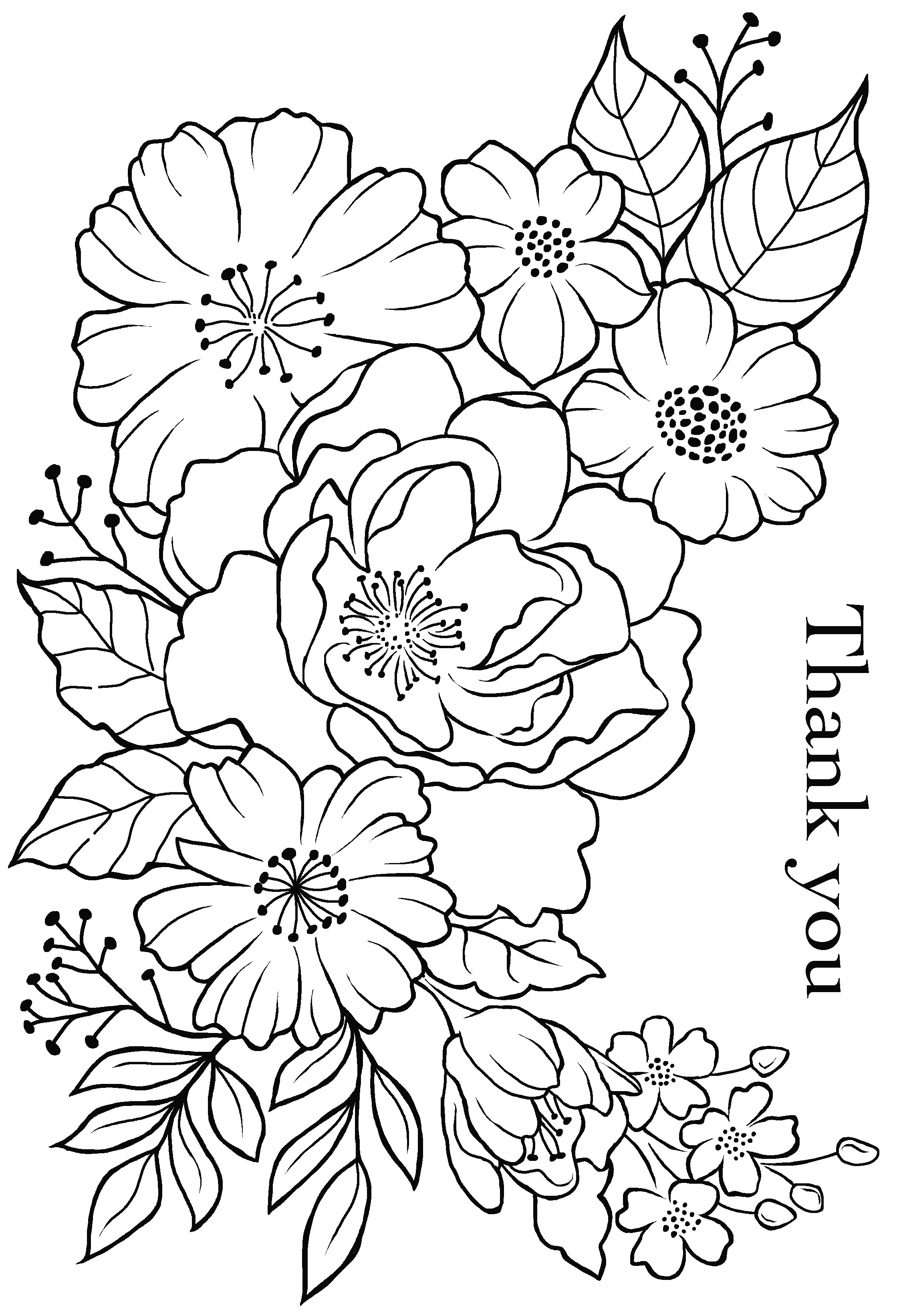 Woodware Clear Singles Floral Thank You 4 in x 6 in Stamp