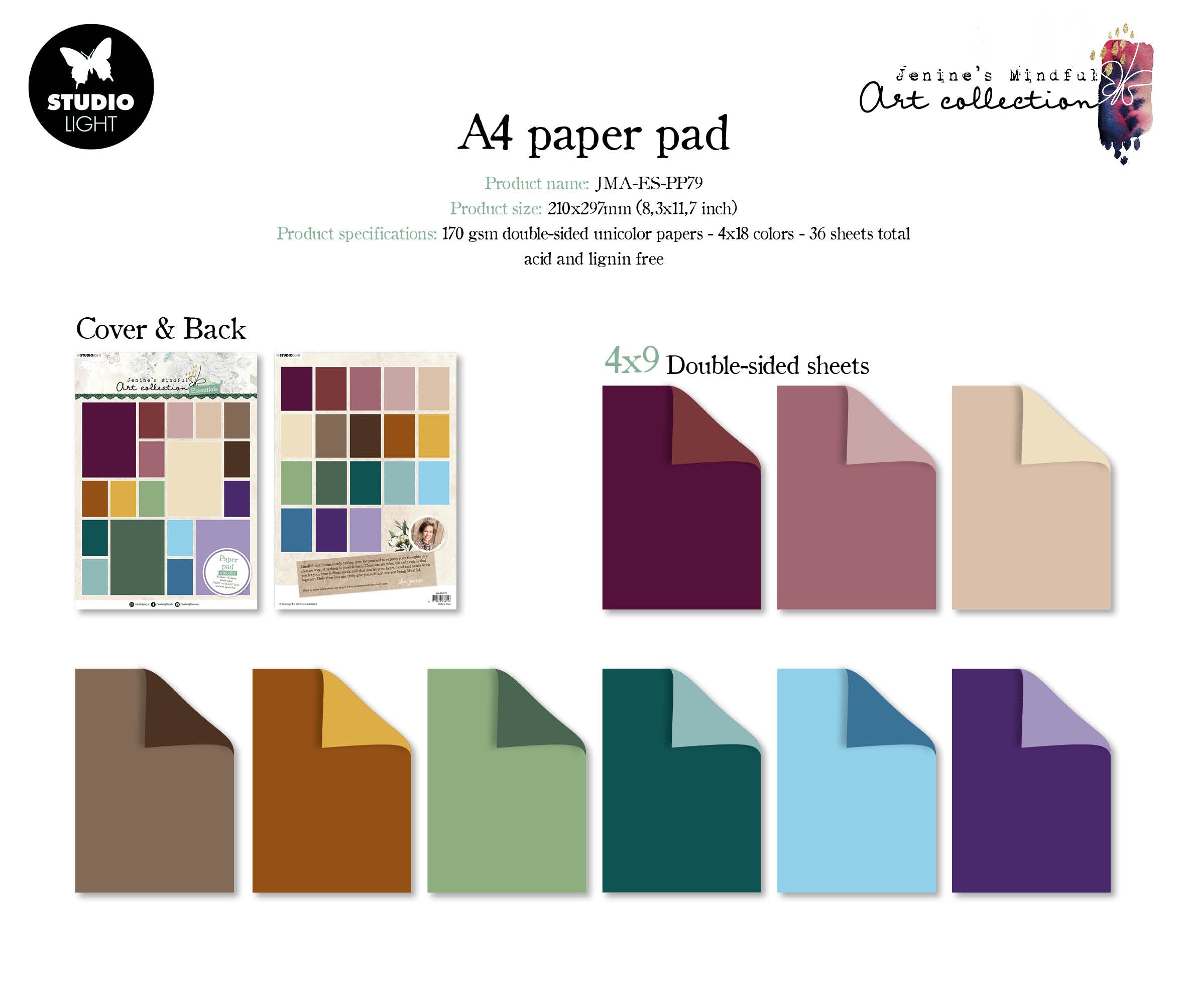 JMA Paper Pad Matching Unicolors Essentials 210x297x10mm 36 SH nr.79